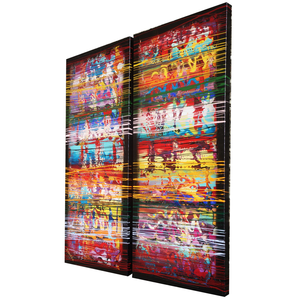 Colorful Paintings “Abstract A620” — Impasto Long Diptych

Original Acrylic Painting on Stretched Canvas by Artist Ksavera