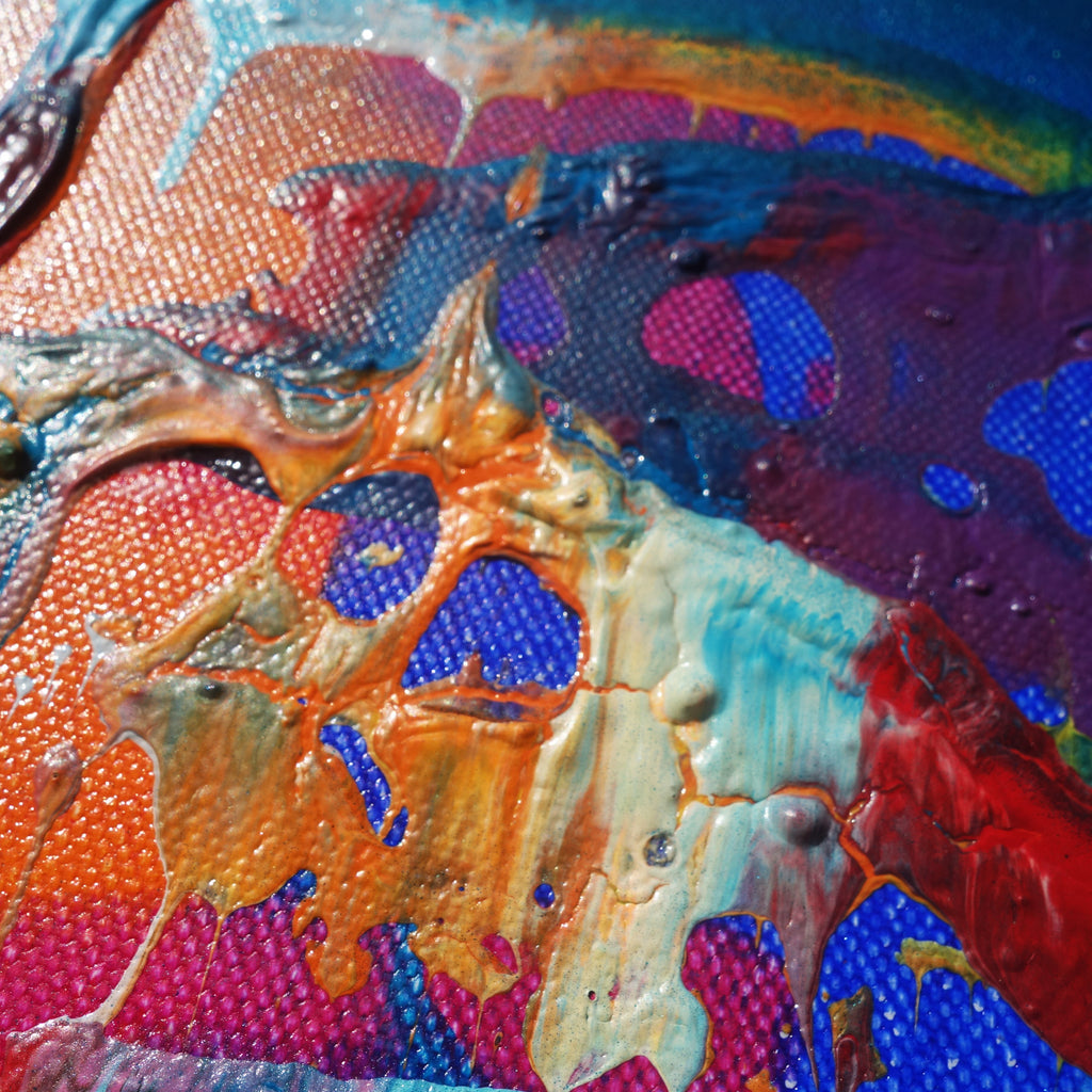 Abstract A638 blue colorful diptych - narrow long abstract paintings by artist Ksavera