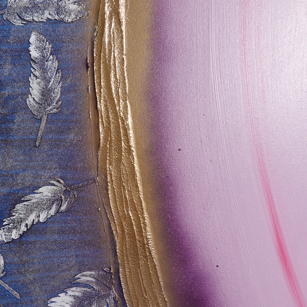 Peintures abstraites violettes A1003 — Diptyque long texturé, peinture acrylique originale sur toile tendue de l'artiste Ksavera