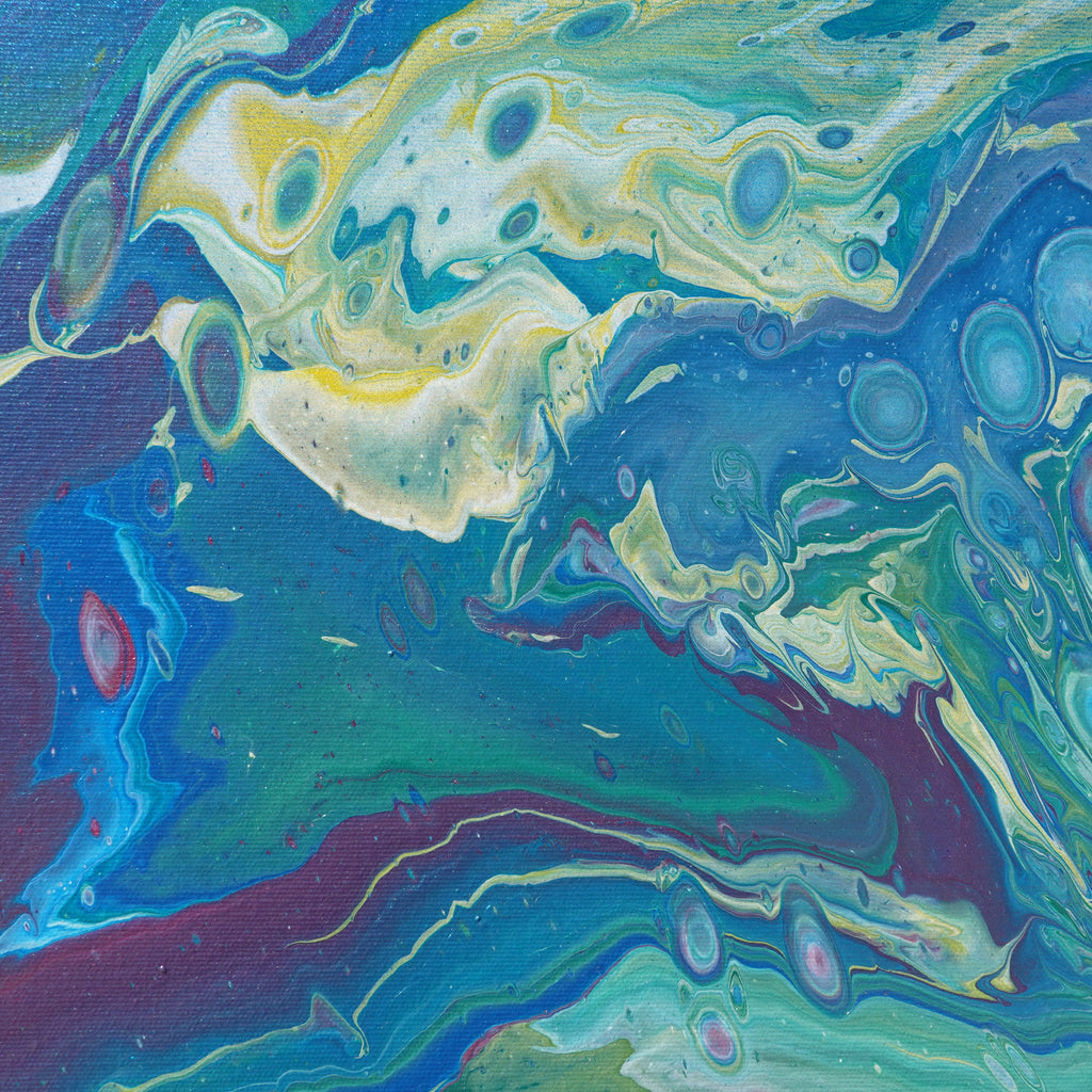 Pouring Abstract paintings A1068 - large blue diptych, original acrylic painting by artist Ksavera