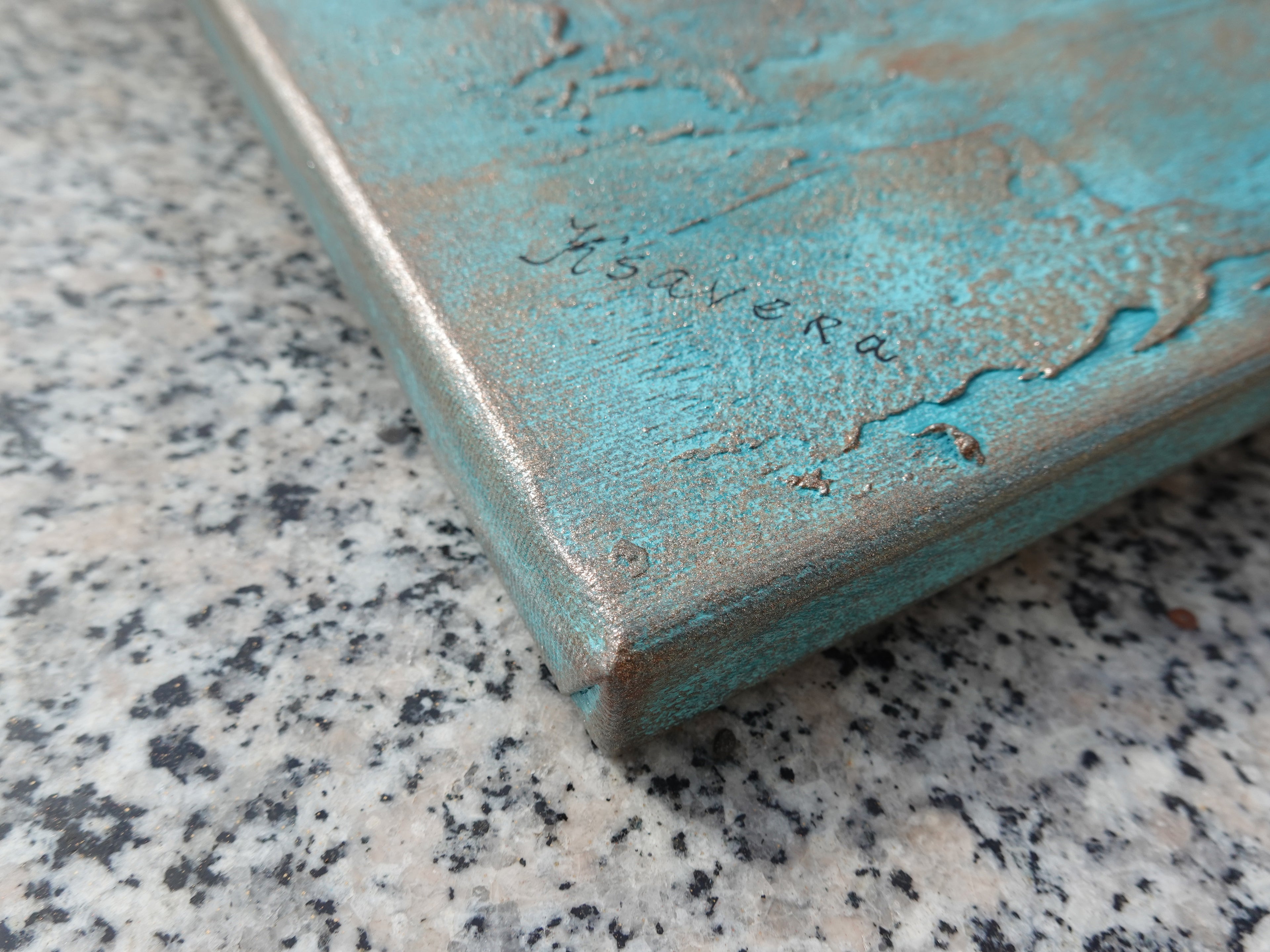 Copper patina Paintings “Abstract A1236” — Textured Long Diptych by Ksavera