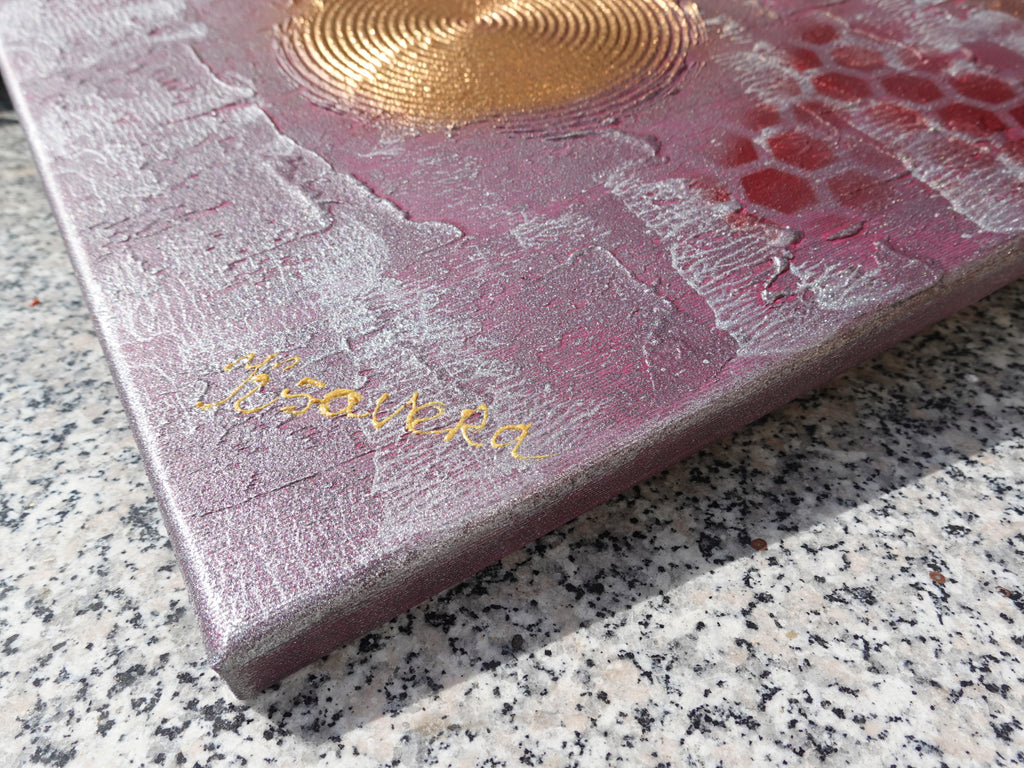 Burgundy silver Paintings “Abstract A1213” — Large textured Triptych
Original Acrylic Painting on Stretched Canvas by Artist Ksavera