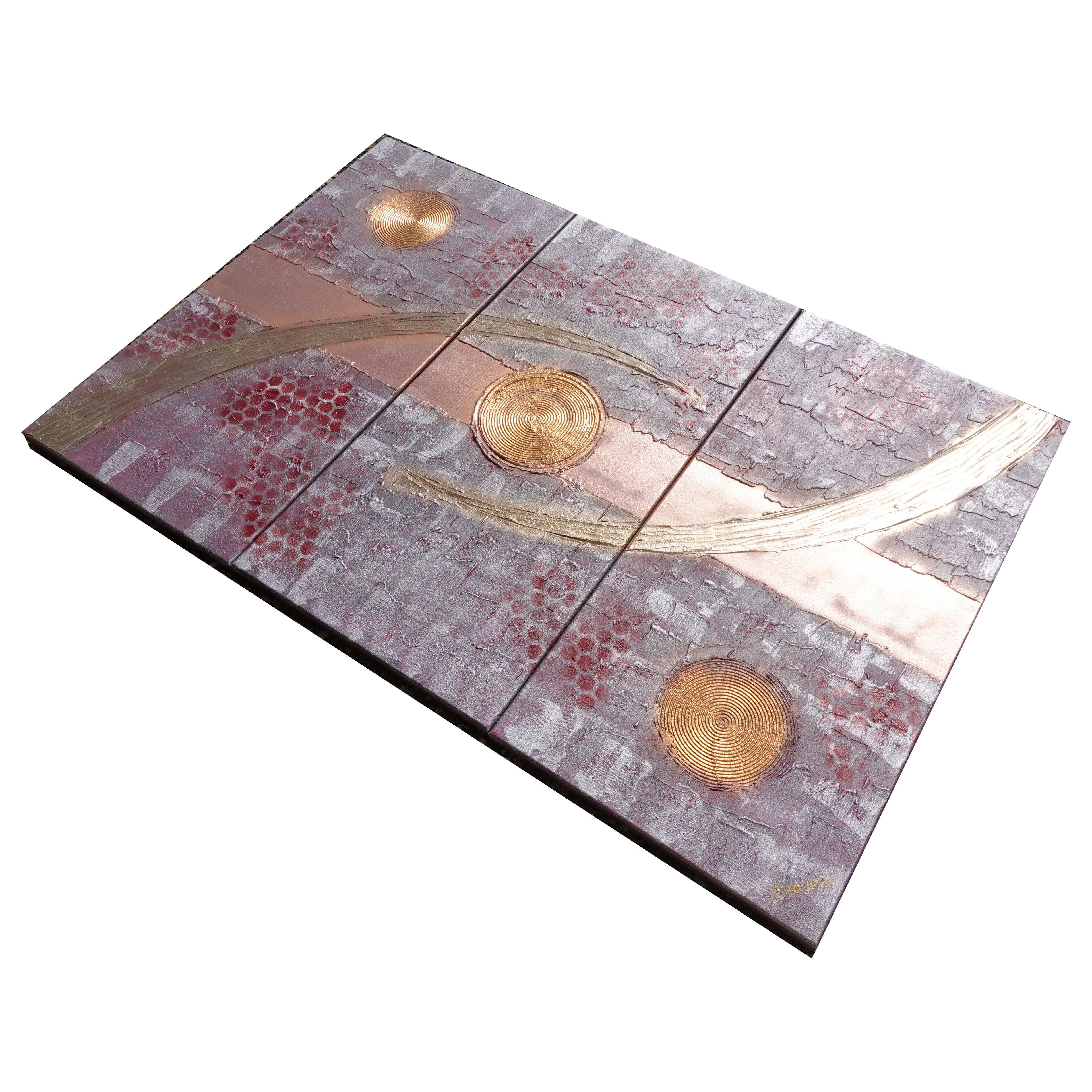 Burgundy silver Paintings “Abstract A1213” — Large textured Triptych
Original Acrylic Painting on Stretched Canvas by Artist Ksavera