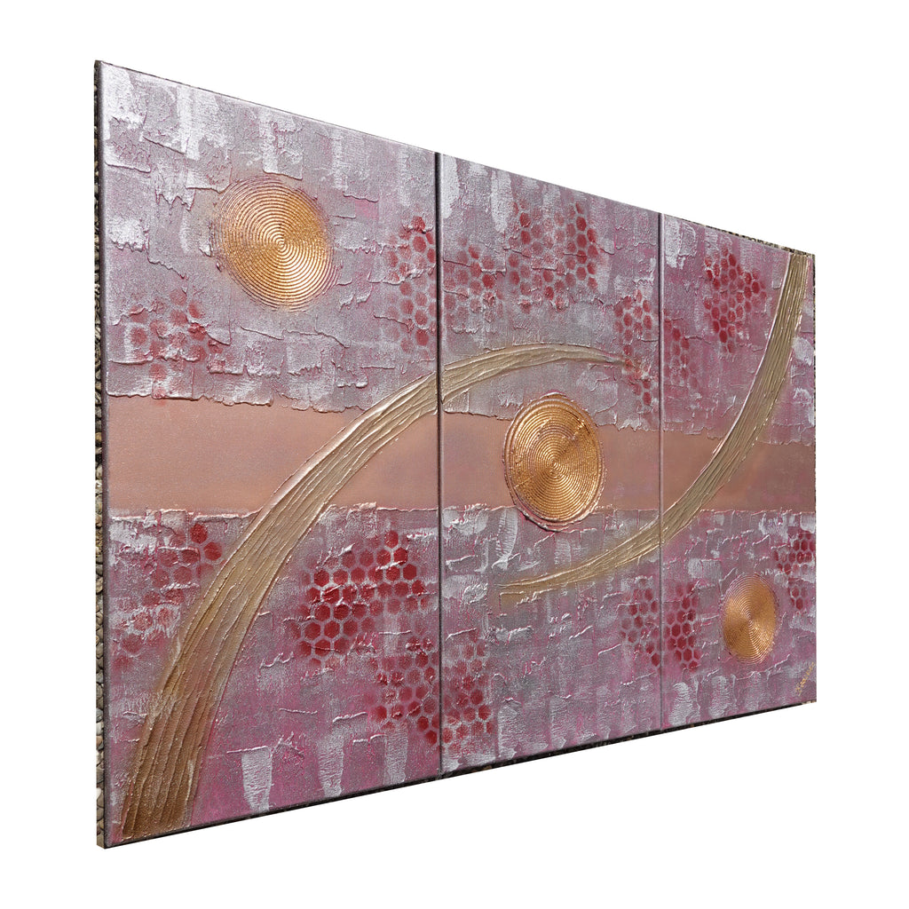 Burgundy silver Paintings “Abstract A1213” — Large textured Triptych
Original Acrylic Painting on Stretched Canvas by Artist Ksavera