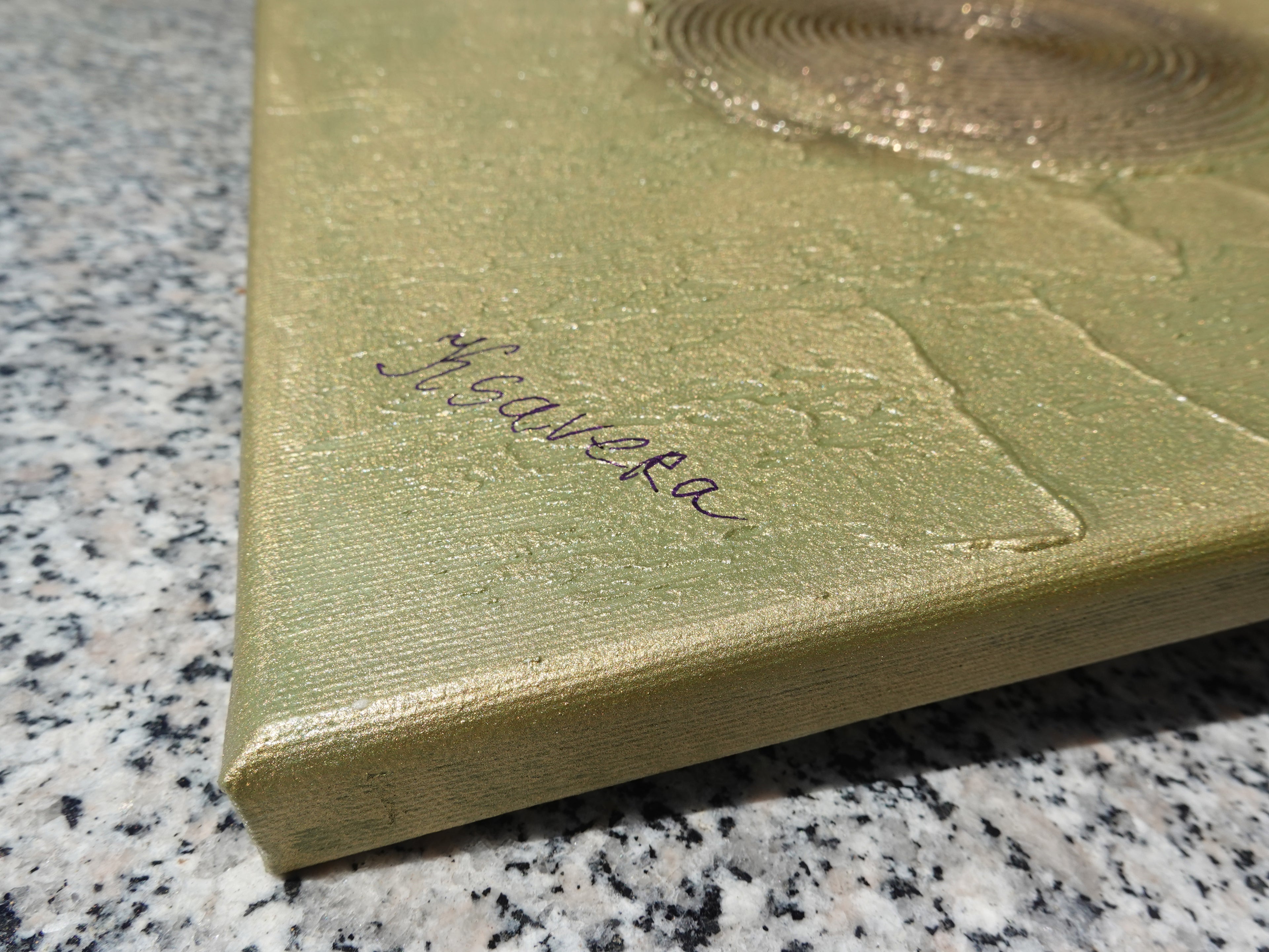 Peintures dorées « Abstrait A1220 » — Grand triptyque texturé de Ksavera