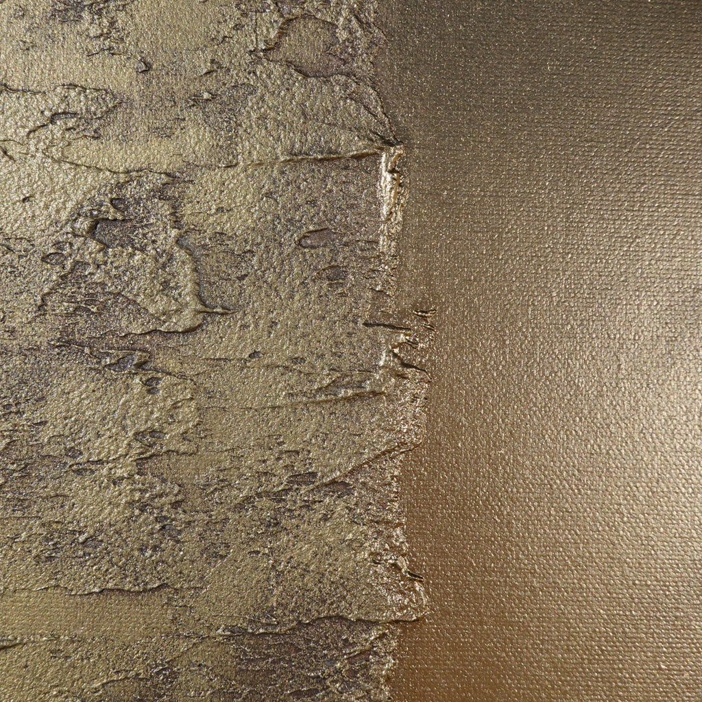 Peinture abstraite en laiton doré A776 - Diptyque long texturé, peinture acrylique originale sur toile tendue par Ksavera
