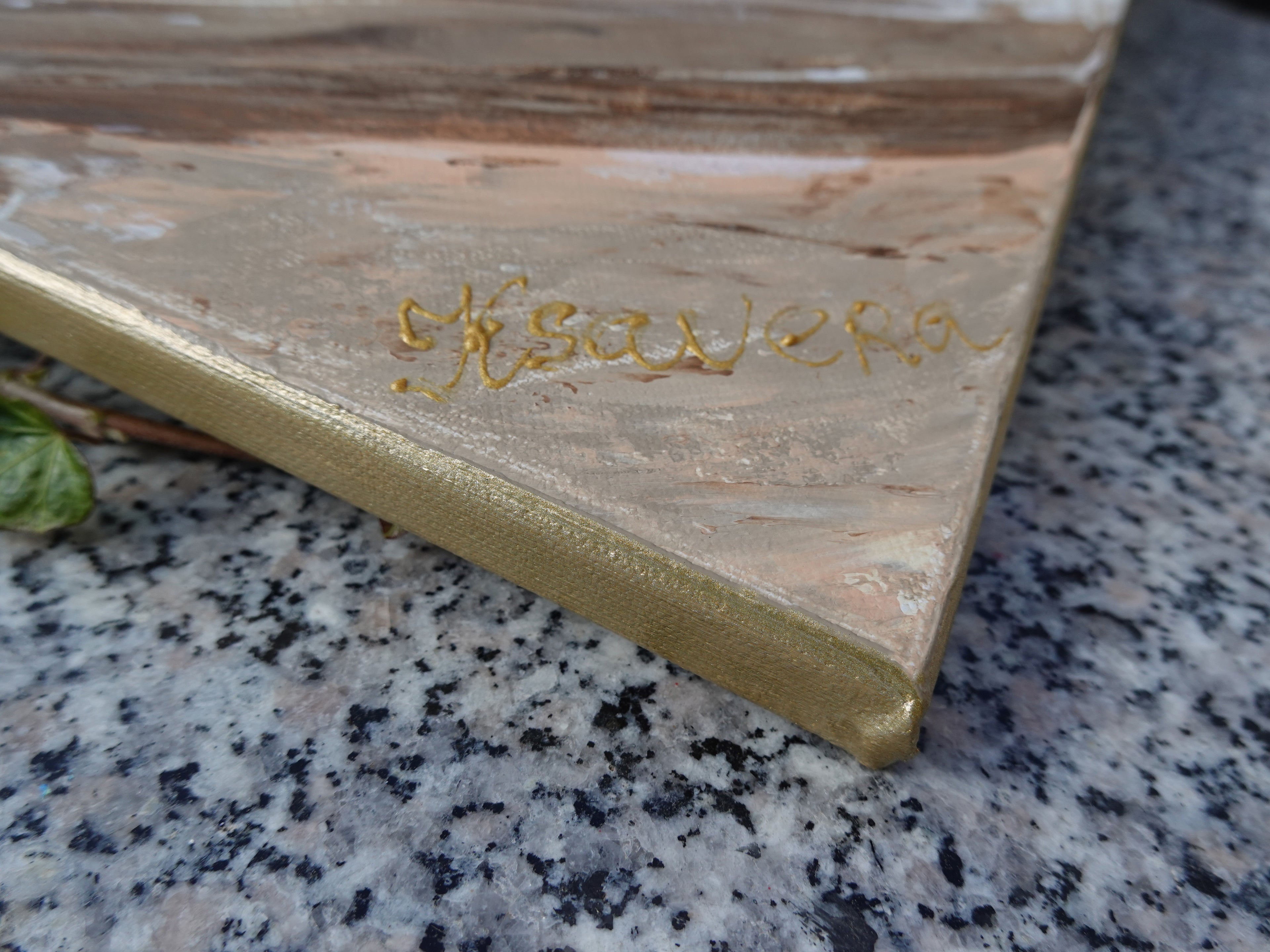 Gold blue Paintings “Abstract A793” - Large abstract Triptych by Ksavera