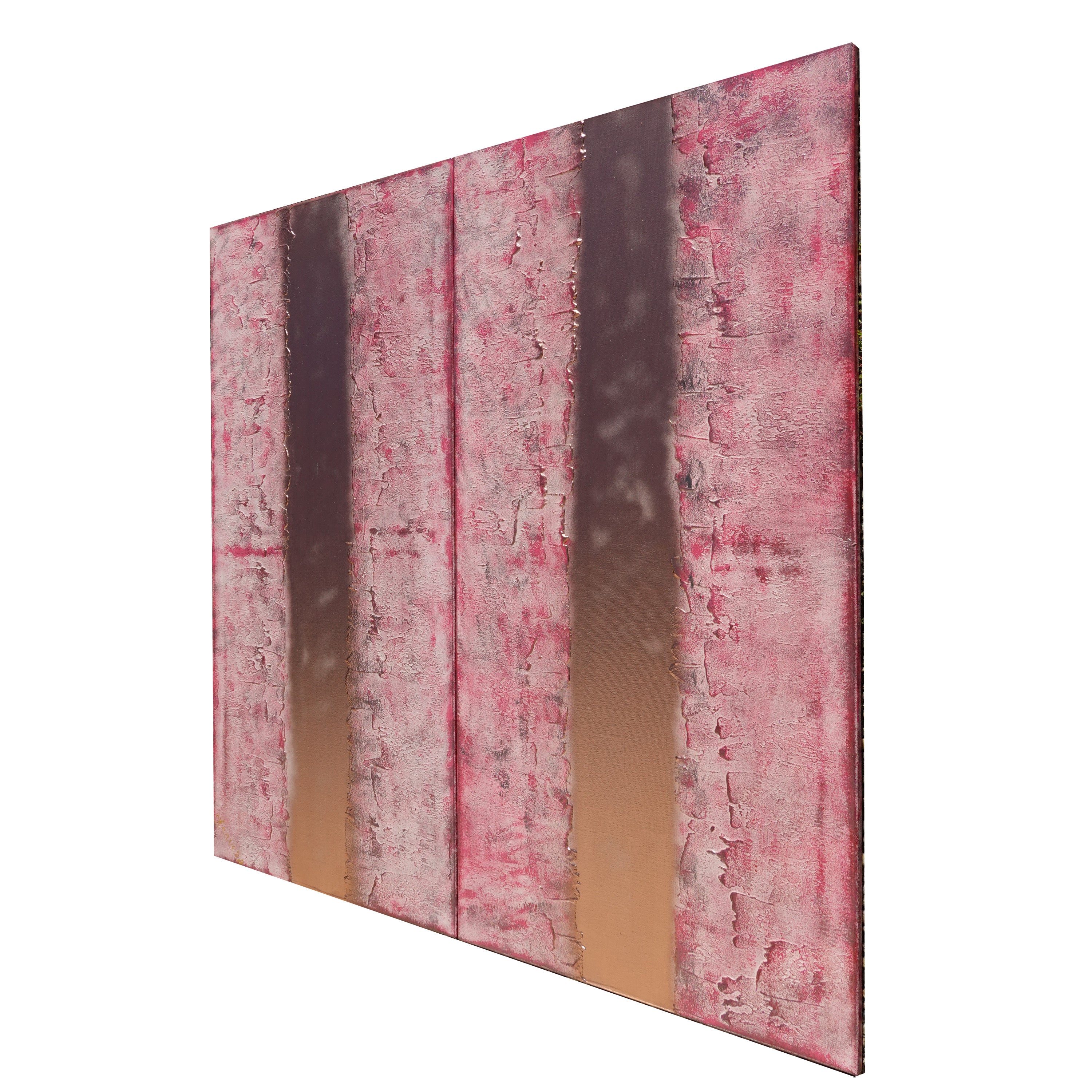 Copper pink Paintings “Abstract A824” - Textured Long Diptych by Ksavera