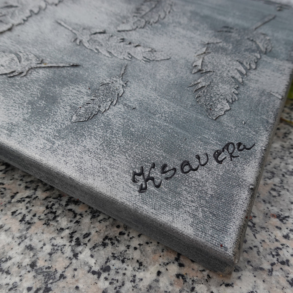 Peintures sur fer doré « Abstrait A337 » — Diptyque allongé texturé de Ksavera