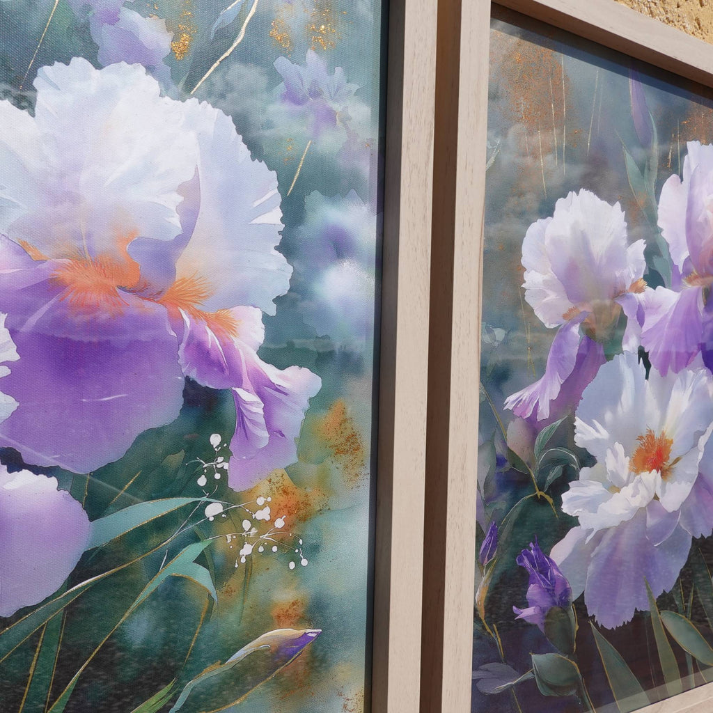 Iris B103 – Kunstdruck handveredelt auf Leinwand gerahmt – Diptychon von Künstler Ksavera