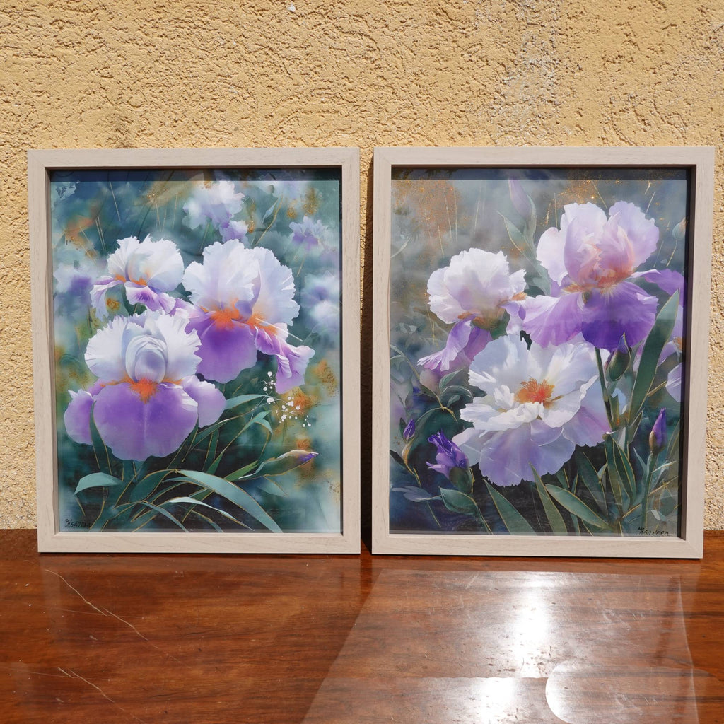 Iris B103 – Kunstdruck handveredelt auf Leinwand gerahmt – Diptychon von Künstler Ksavera