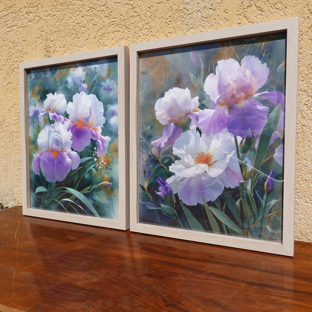 Iris B103 – Kunstdruck handveredelt auf Leinwand gerahmt – Diptychon von Künstler Ksavera