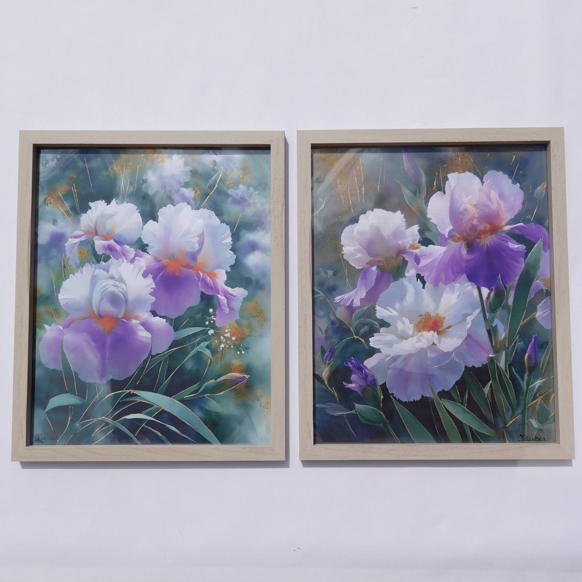 Iris B103 – Kunstdruck handveredelt auf Leinwand gerahmt – Diptychon von Künstler Ksavera