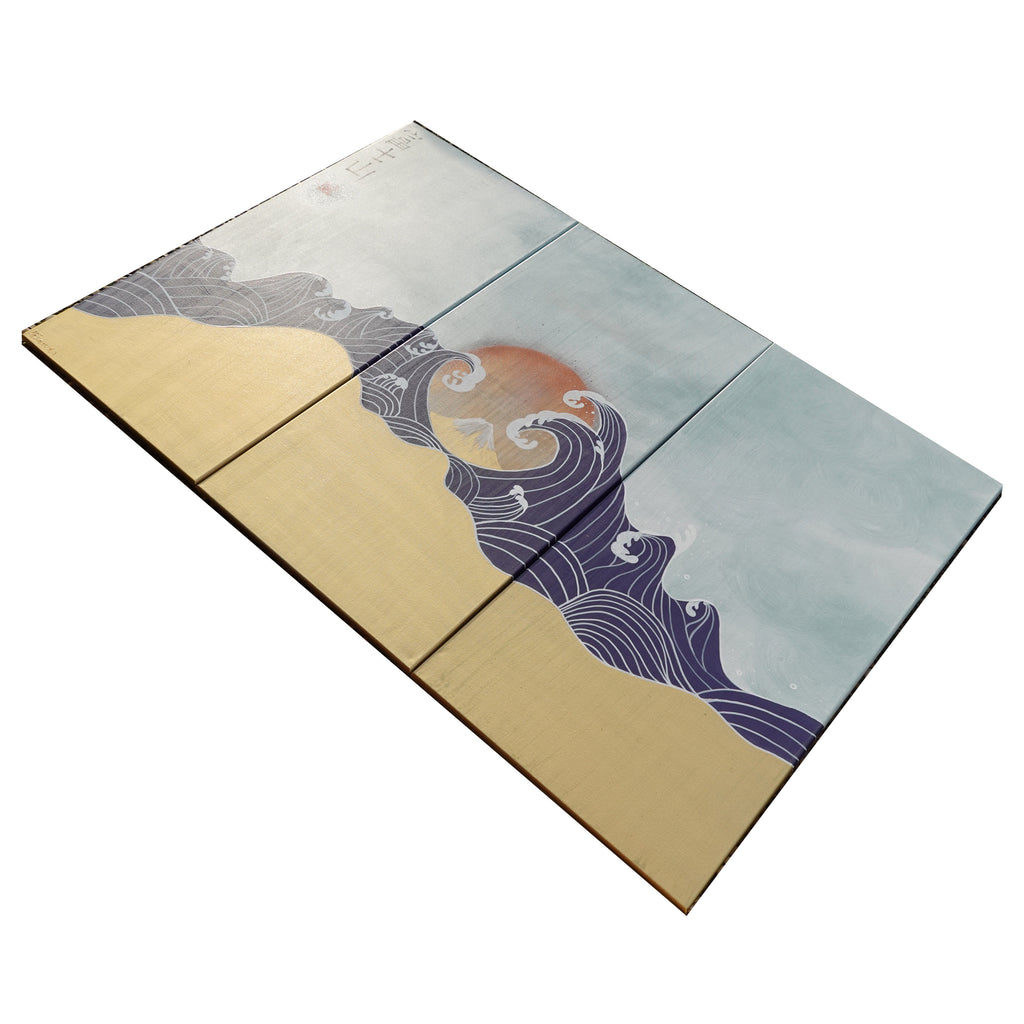 La Grande Vague et le Fuji J172 est un triptyque de grande envergure d'inspiration japonaise réalisé par Ksavera.