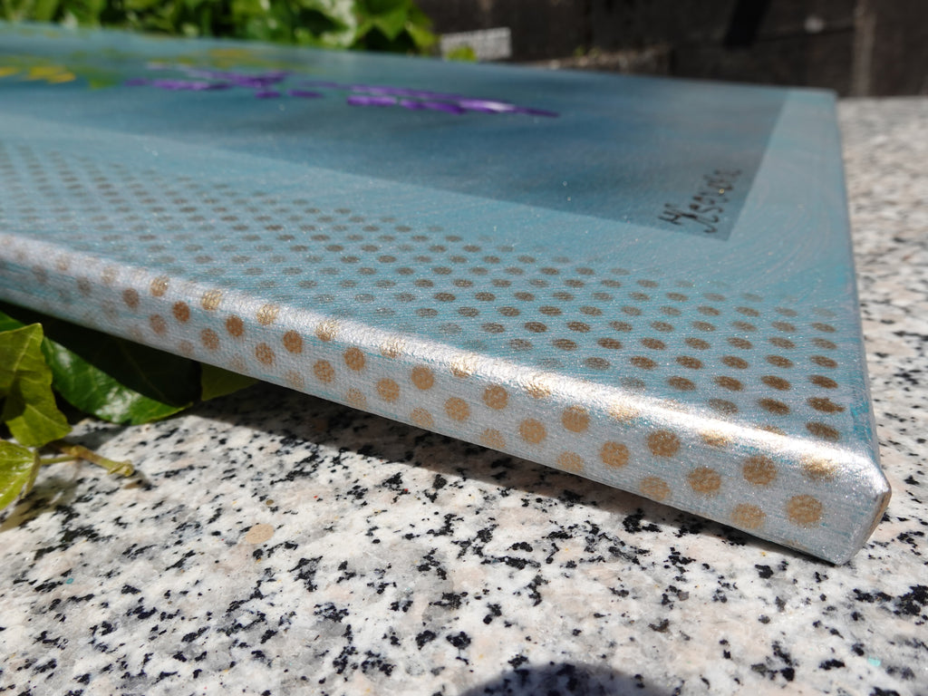 Wisteria J287 large Japanese silver triptych - original paintings by Ksavera