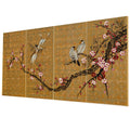 love birds J348 Japanese gold painting - set of 4 canvases - Large gold paintings by Ksavera