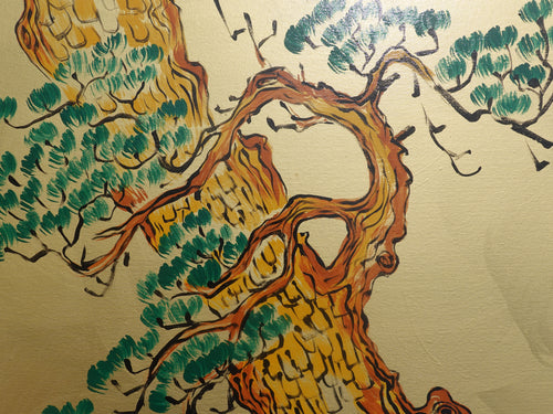 Japanese crane J376 by artist Ksavera - gold extra large original acrylic painting