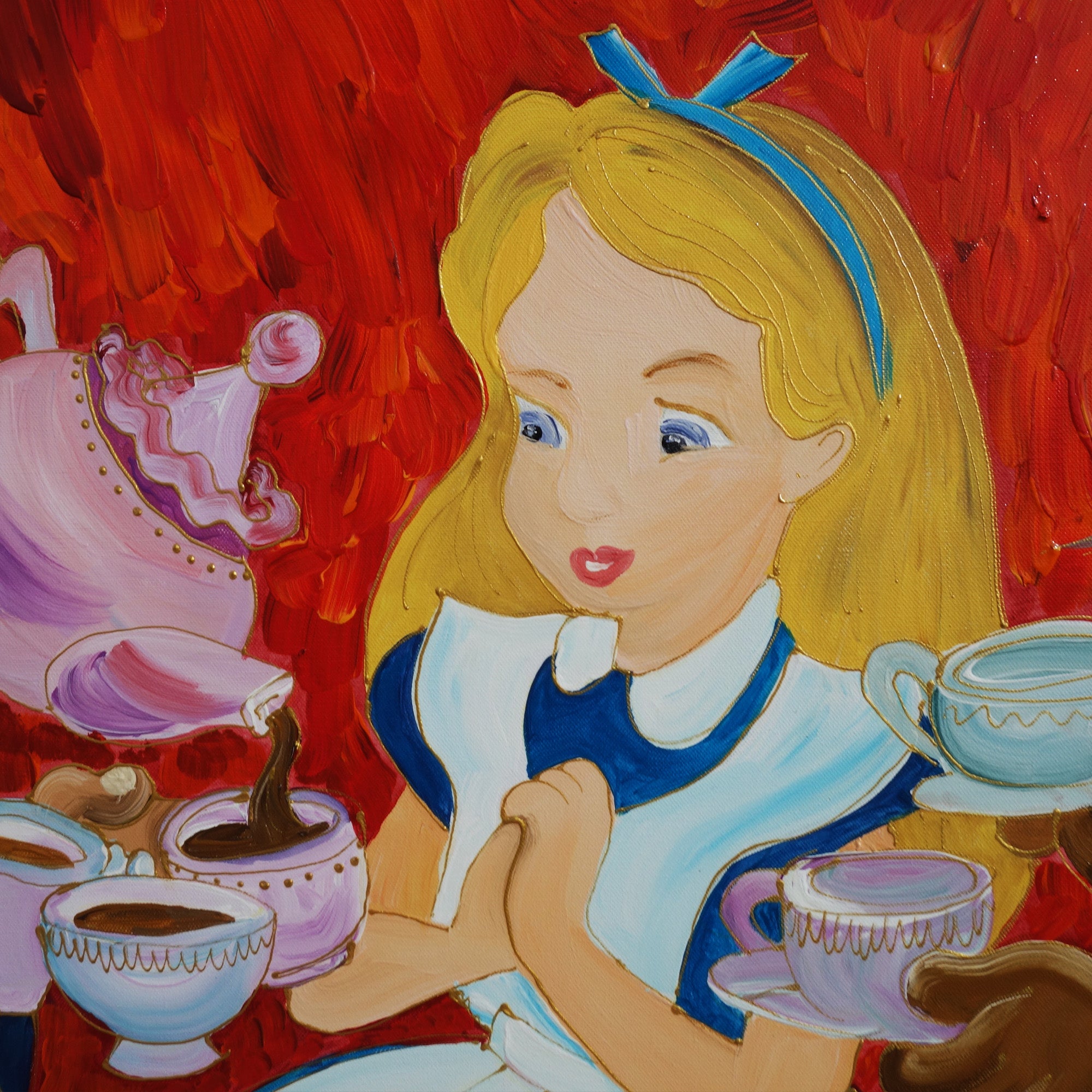 Large original Paintings “Mad tea party F143” - Triptych by Ksavera