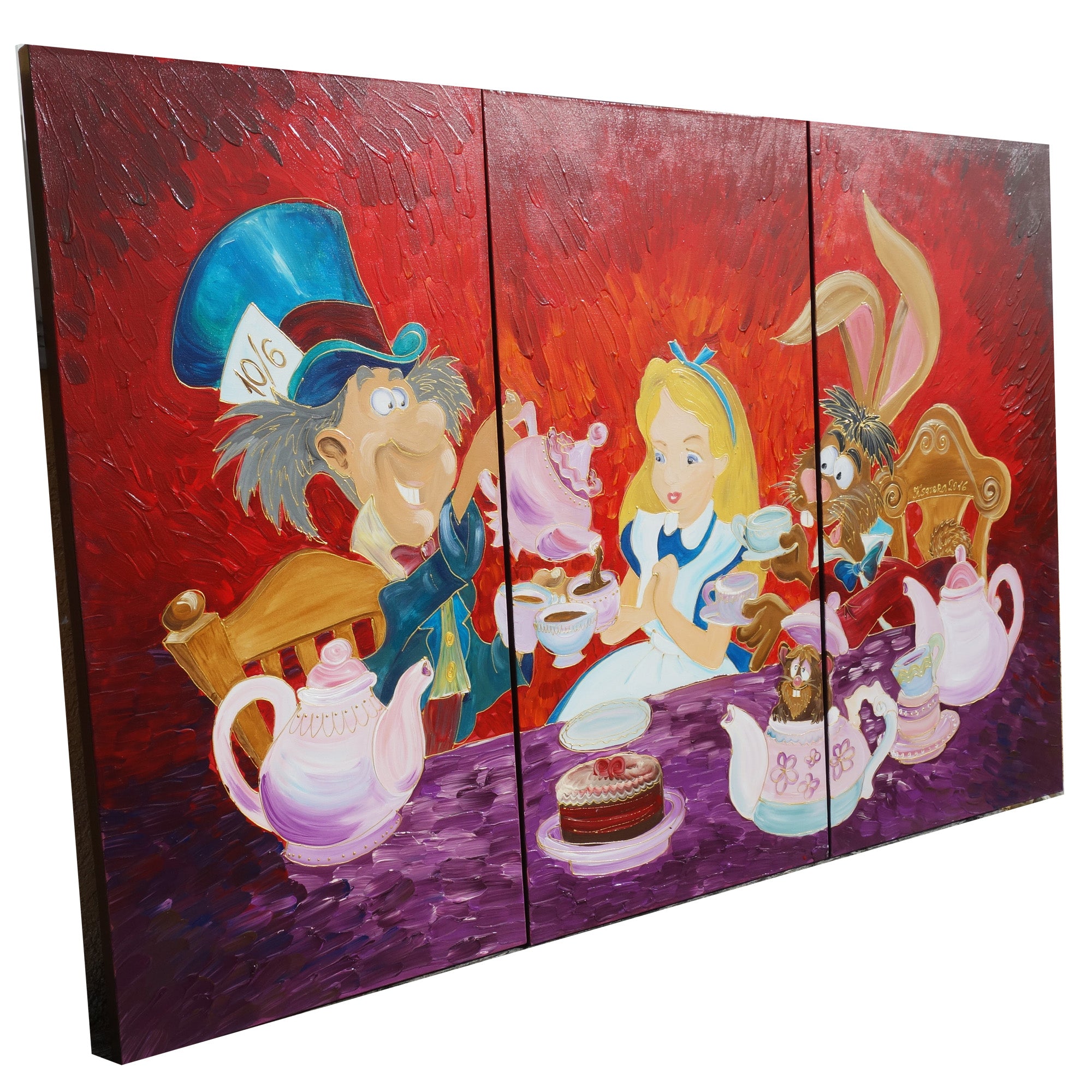 Large original Paintings “Mad tea party F143” - Triptych by Ksavera