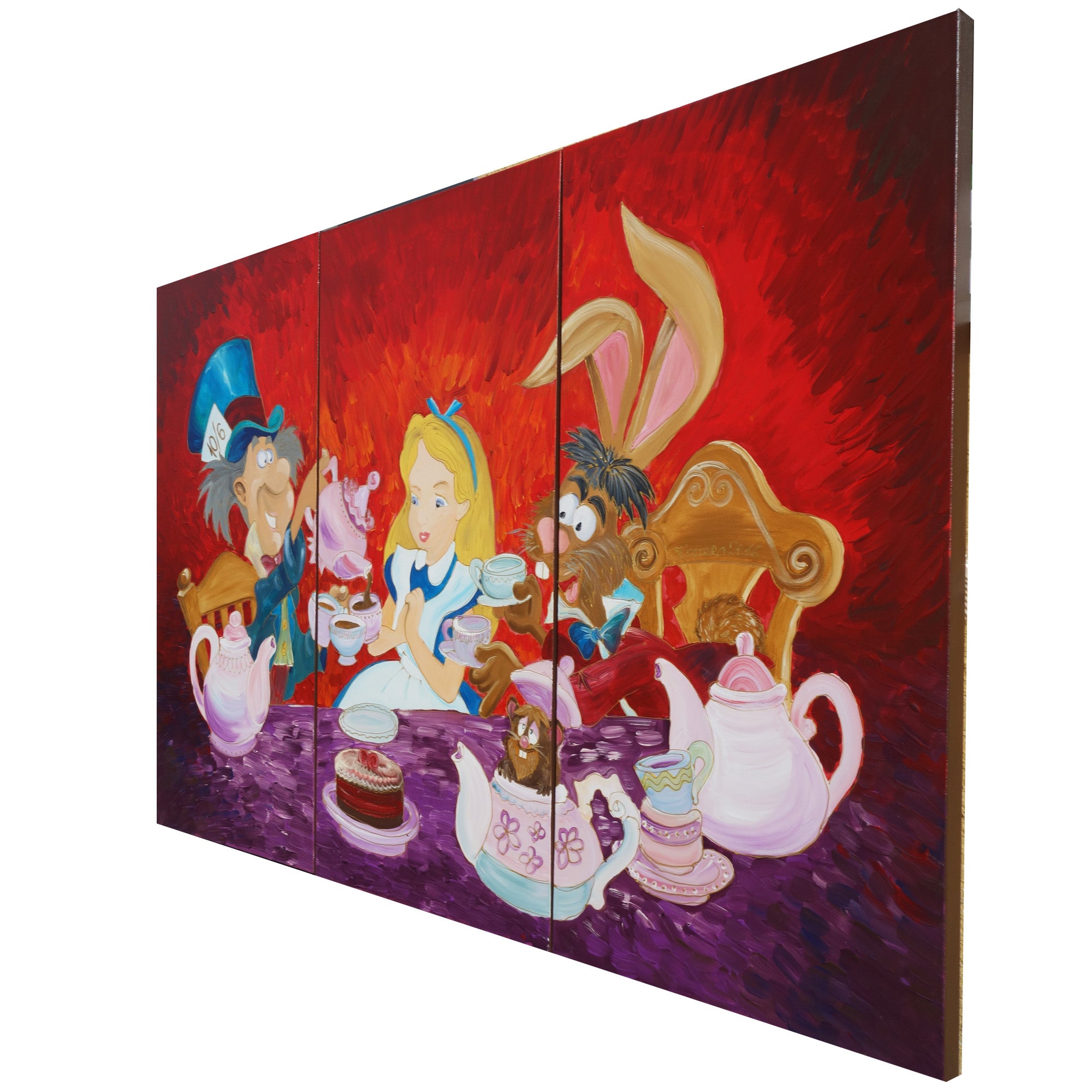 Large original Paintings “Mad tea party F143” - Triptych by Ksavera