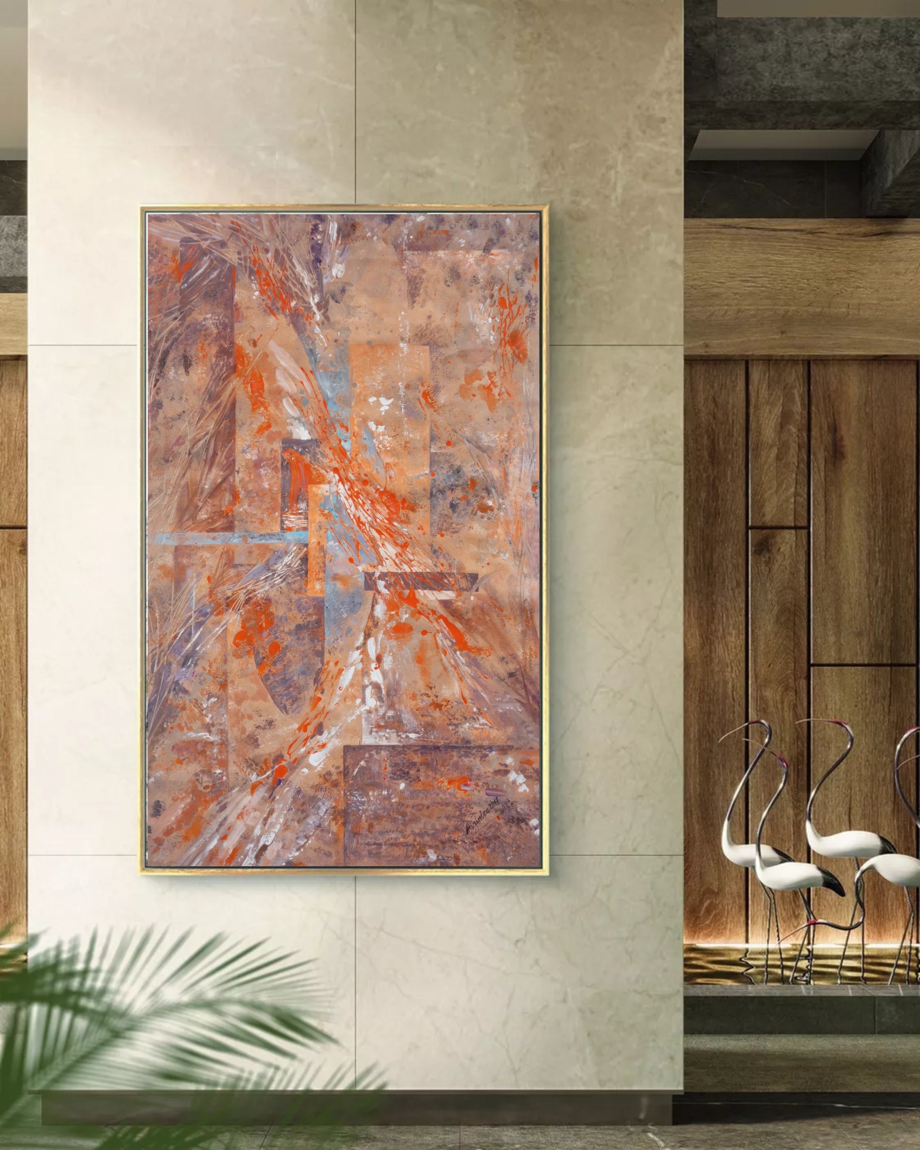 Abstract i001 is a large-scale beige orange painting
Original Acrylic Painting on unstretched canvas by artist Airinlea.