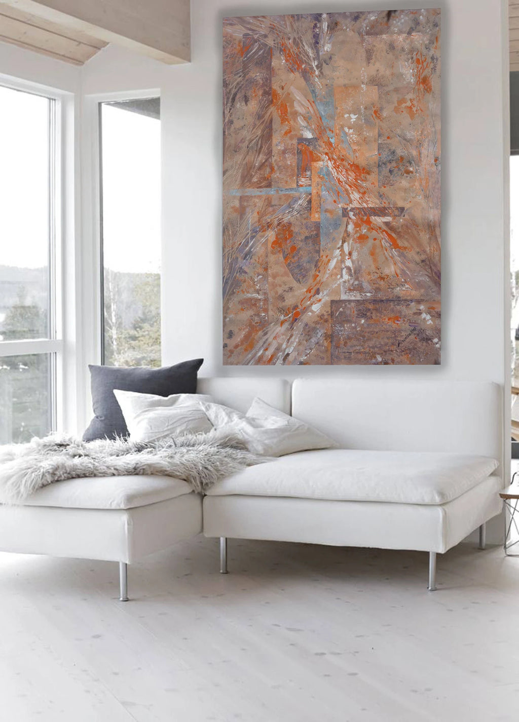 Abstract i001 is a large-scale beige orange painting
Original Acrylic Painting on unstretched canvas by artist Airinlea.