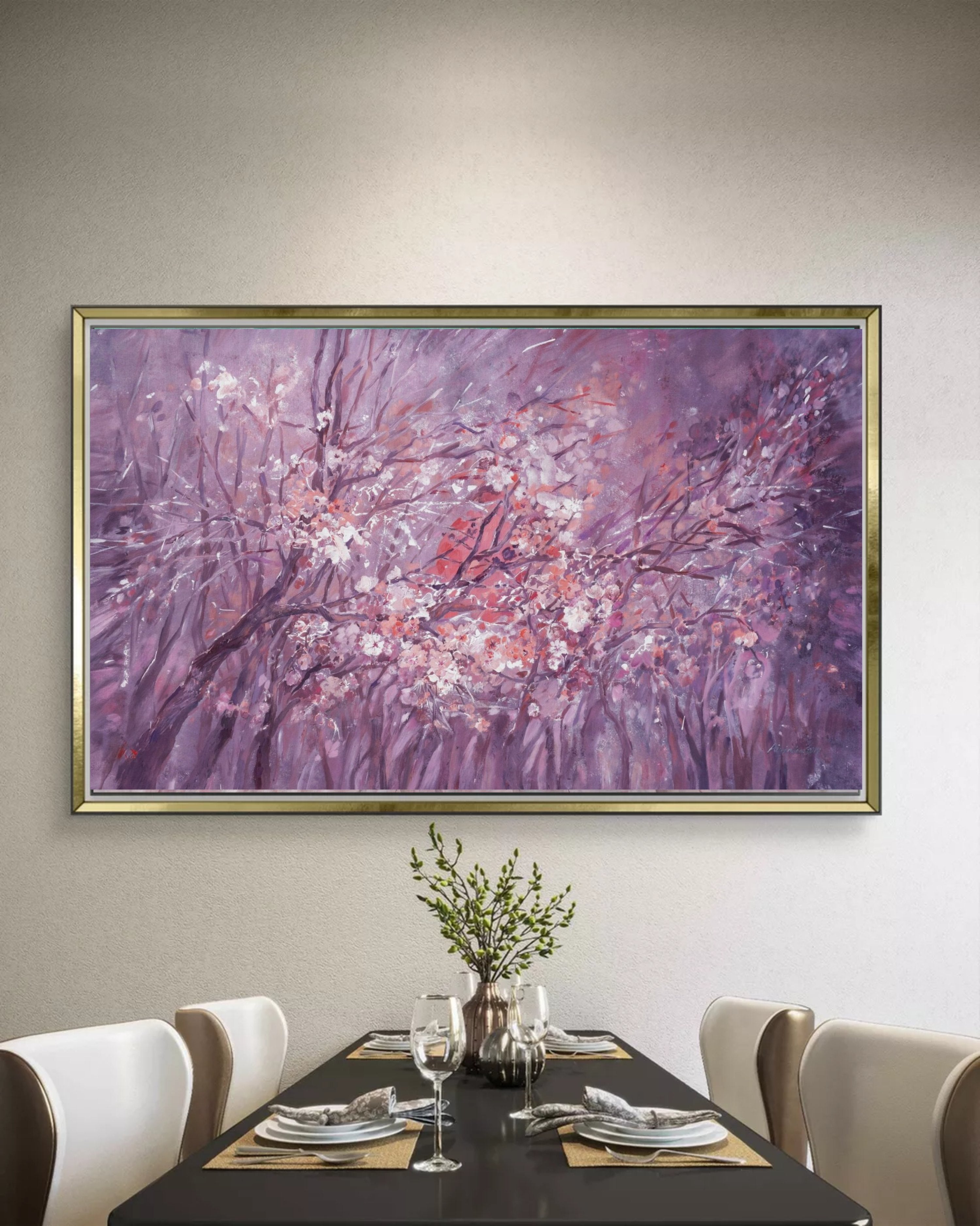 Sakura i002 is a large-scale purple floral painting
Original Acrylic Painting on unstretched canvas by artist Airinlea.
