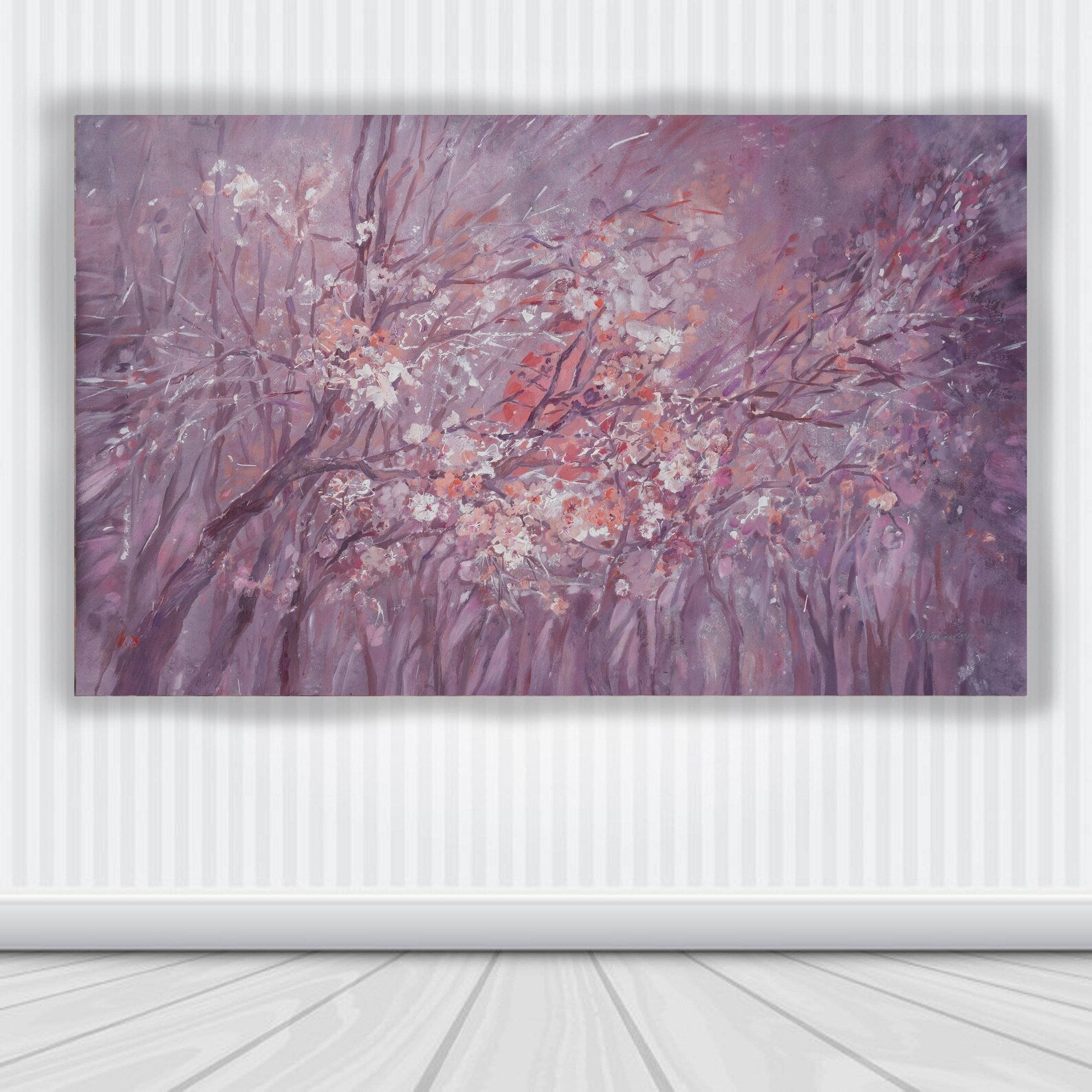 Sakura i002 is a large-scale purple floral painting
Original Acrylic Painting on unstretched canvas by artist Airinlea.