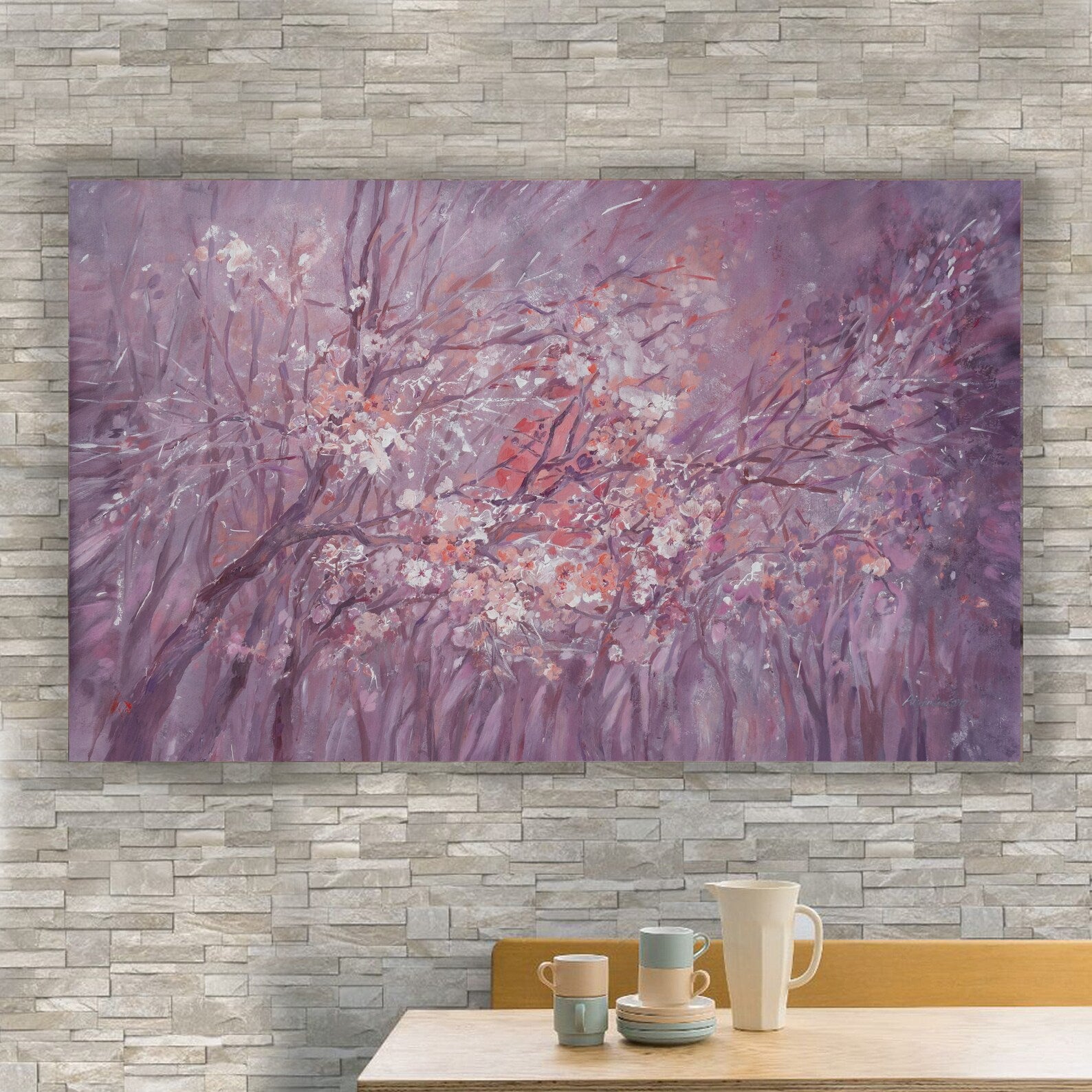 Sakura i002 is a large-scale purple floral painting
Original Acrylic Painting on unstretched canvas by artist Airinlea.
