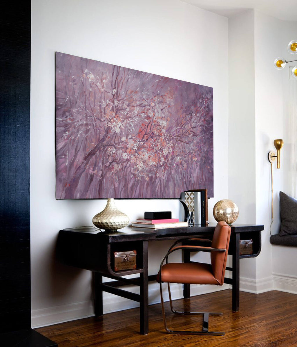 Sakura i002 is a large-scale purple floral painting
Original Acrylic Painting on unstretched canvas by artist Airinlea.