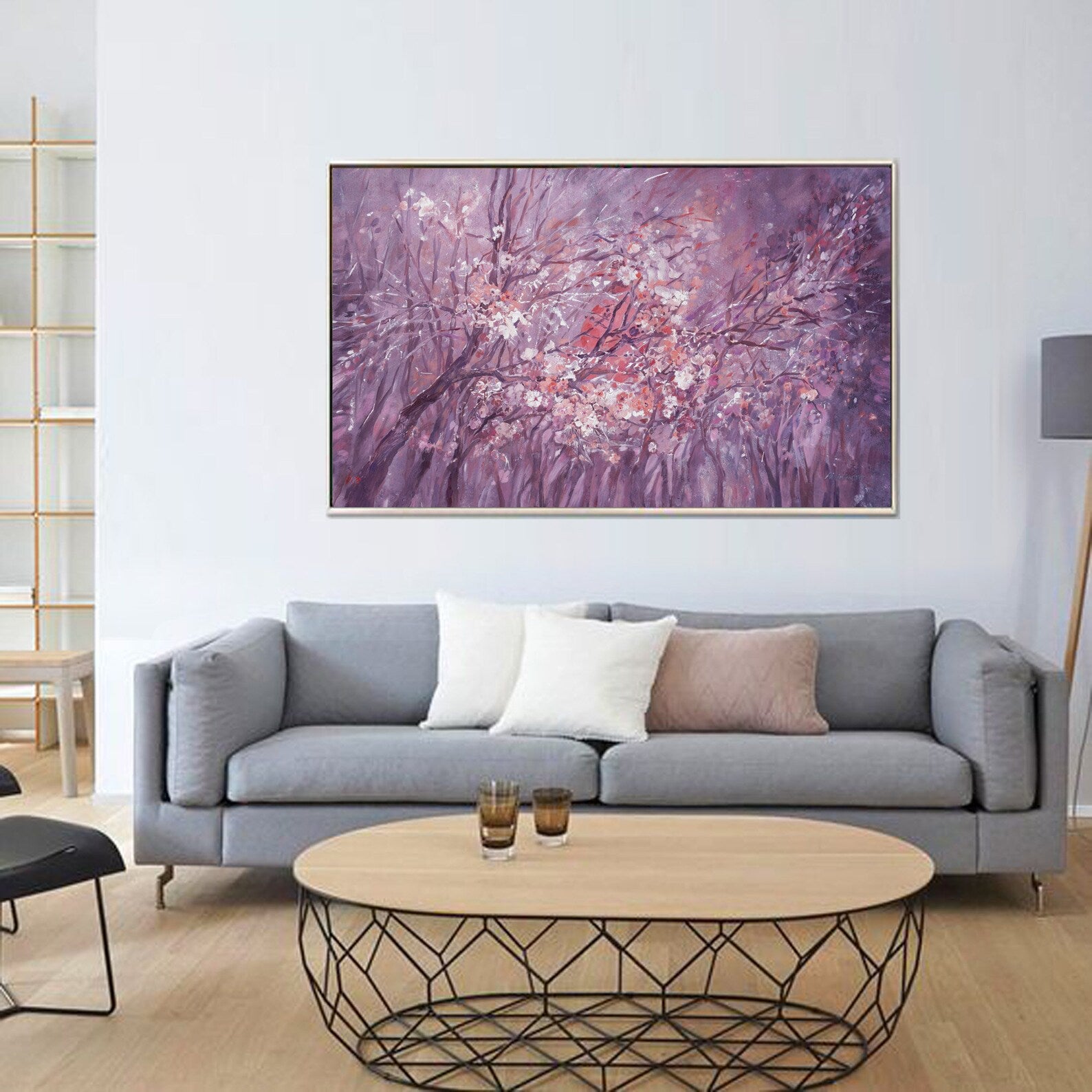 Sakura i002 is a large-scale purple floral painting
Original Acrylic Painting on unstretched canvas by artist Airinlea.