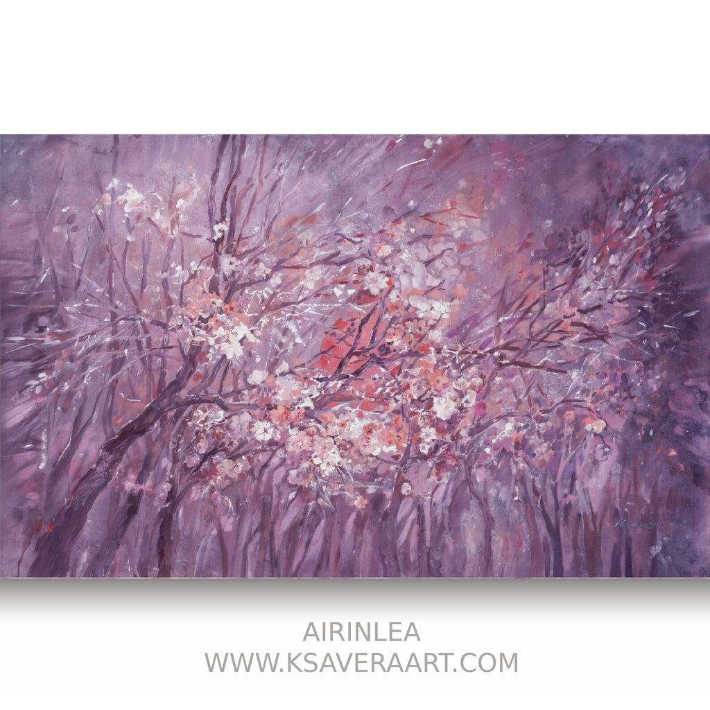 Sakura i002 is a large-scale purple floral painting
Original Acrylic Painting on unstretched canvas by artist Airinlea.