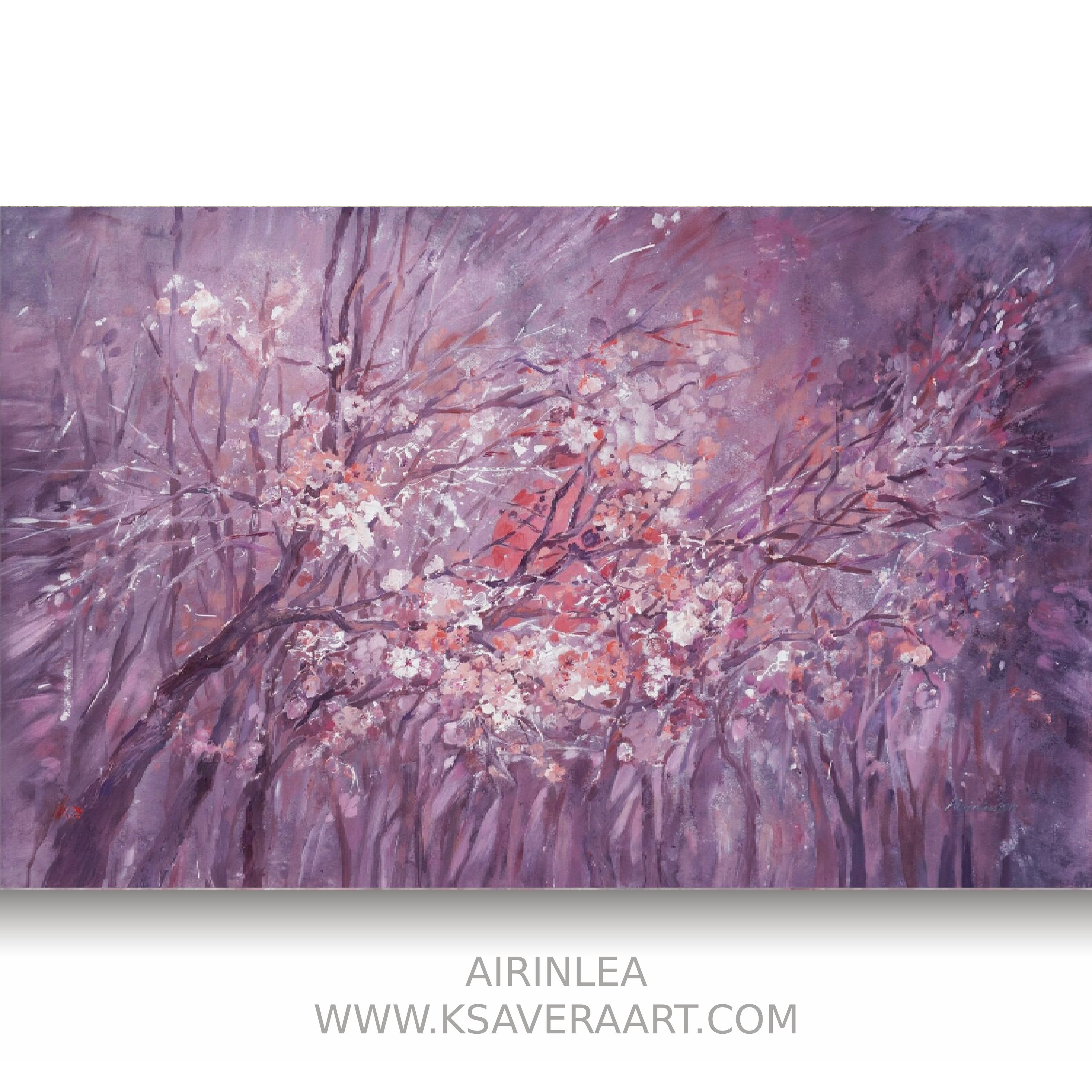 Sakura i002 is a large-scale purple floral painting
Original Acrylic Painting on unstretched canvas by artist Airinlea.