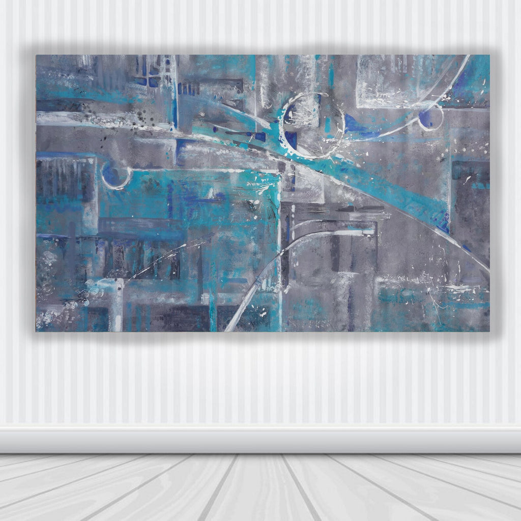 Abstract i003 is a large grey blue painting - Original Acrylic Painting on unstretched canvas by artist Airinlea.