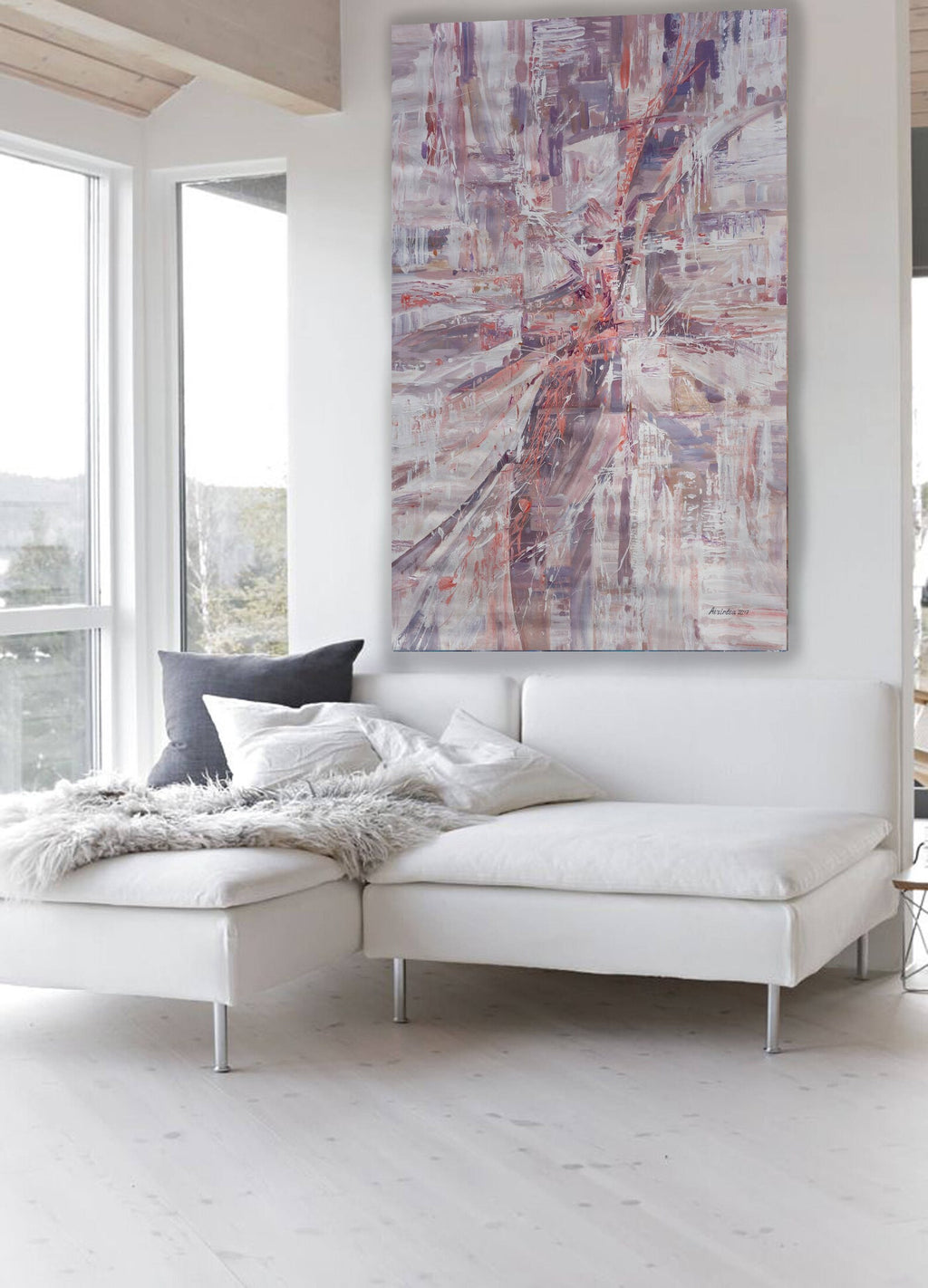 Abstract i004 is a large beige painting - Original Acrylic Painting on unstretched canvas by artist Airinlea.