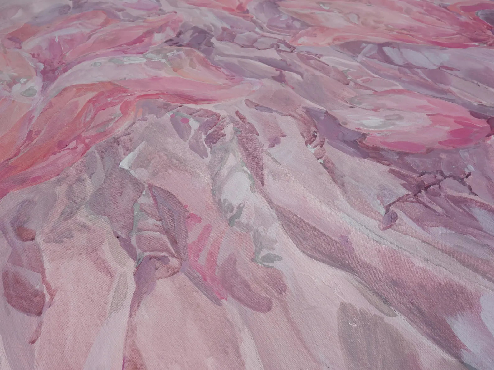 Floral i005 is a large-scale beige rose pearl painting
Original Acrylic Painting on unstretched canvas by artist Airinlea.