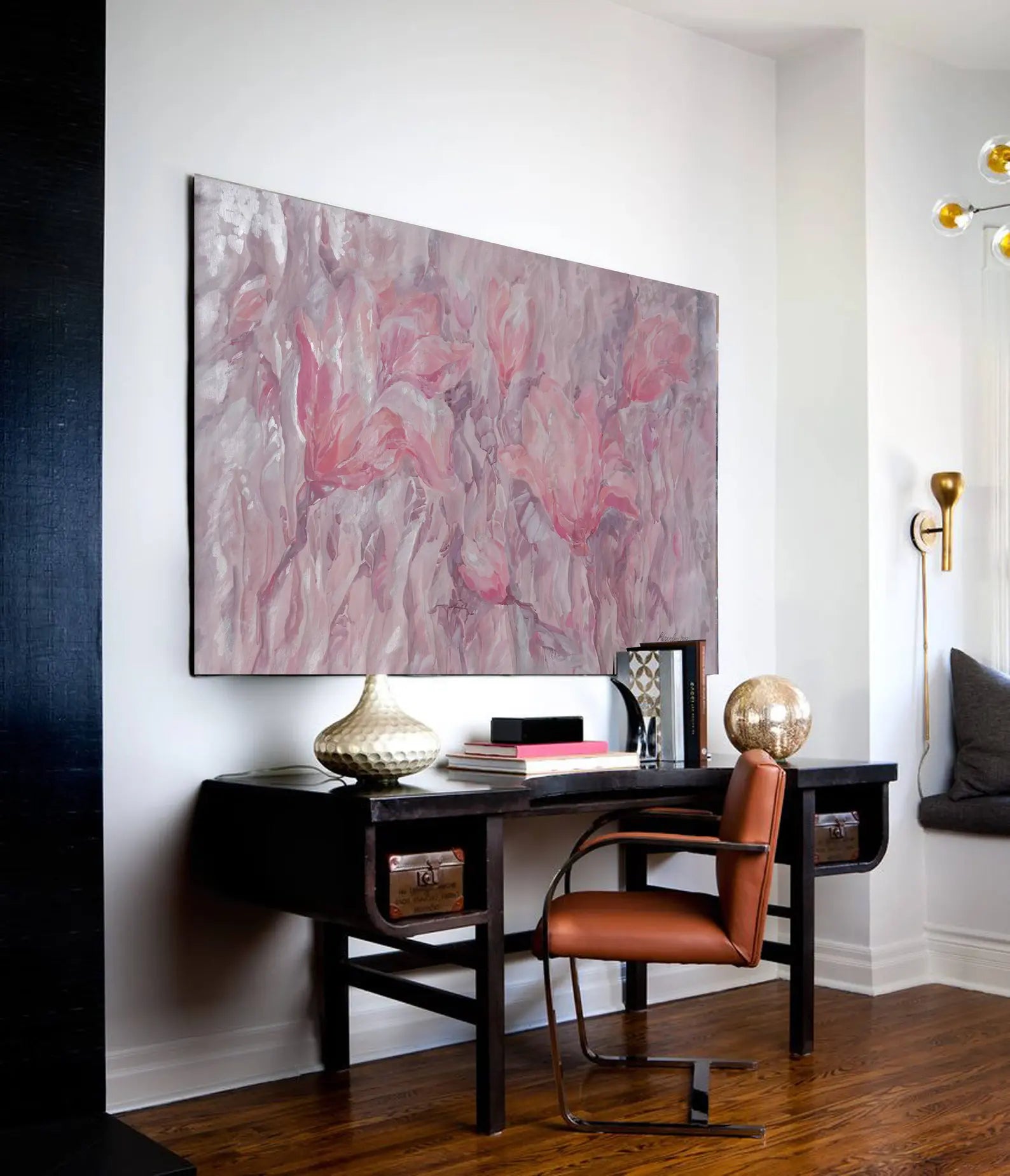 Floral i005 is a large-scale beige rose pearl painting
Original Acrylic Painting on unstretched canvas by artist Airinlea.