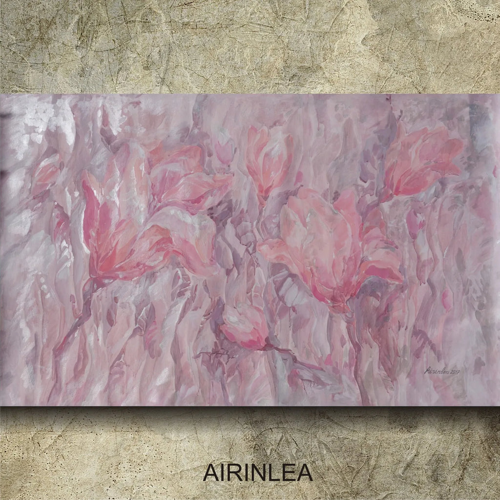 Floral i005 is a large-scale beige rose pearl painting
Original Acrylic Painting on unstretched canvas by artist Airinlea.