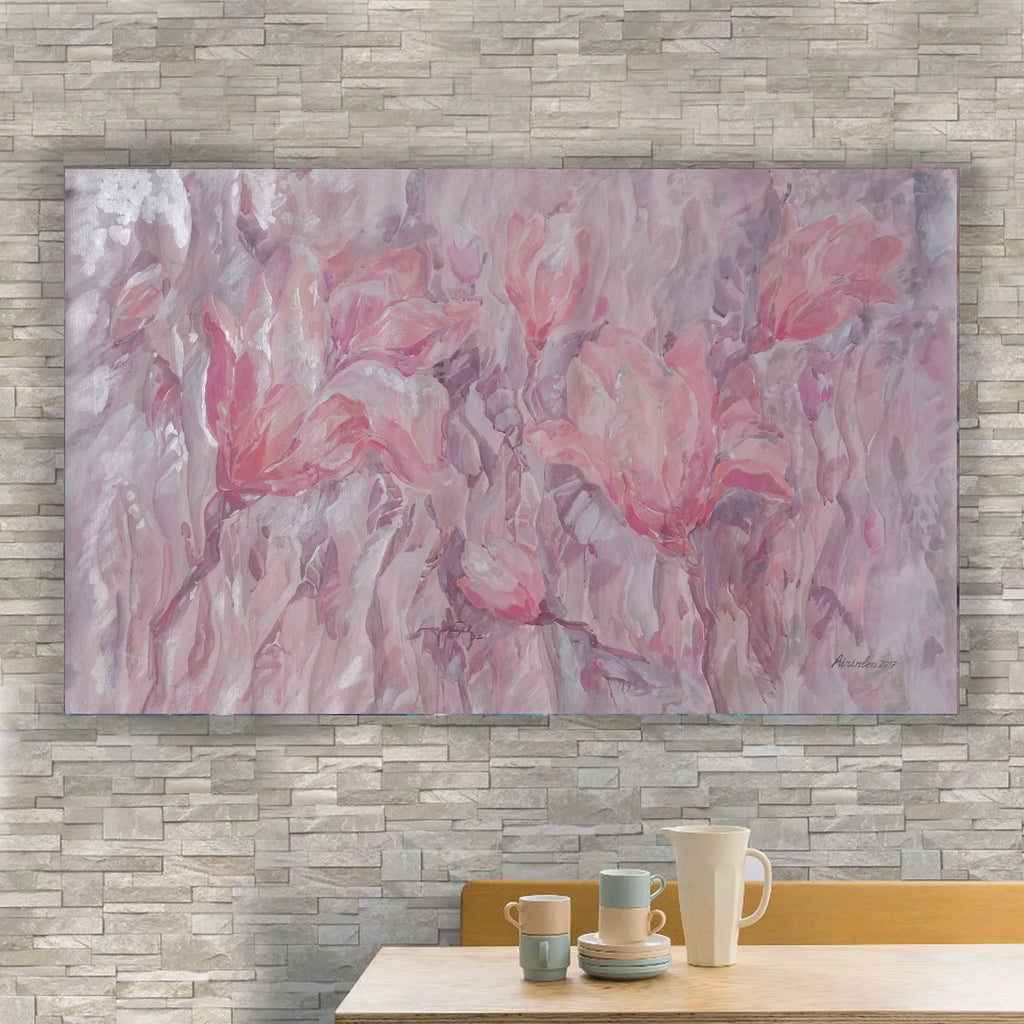 Floral i005 is a large-scale beige rose pearl painting
Original Acrylic Painting on unstretched canvas by artist Airinlea.