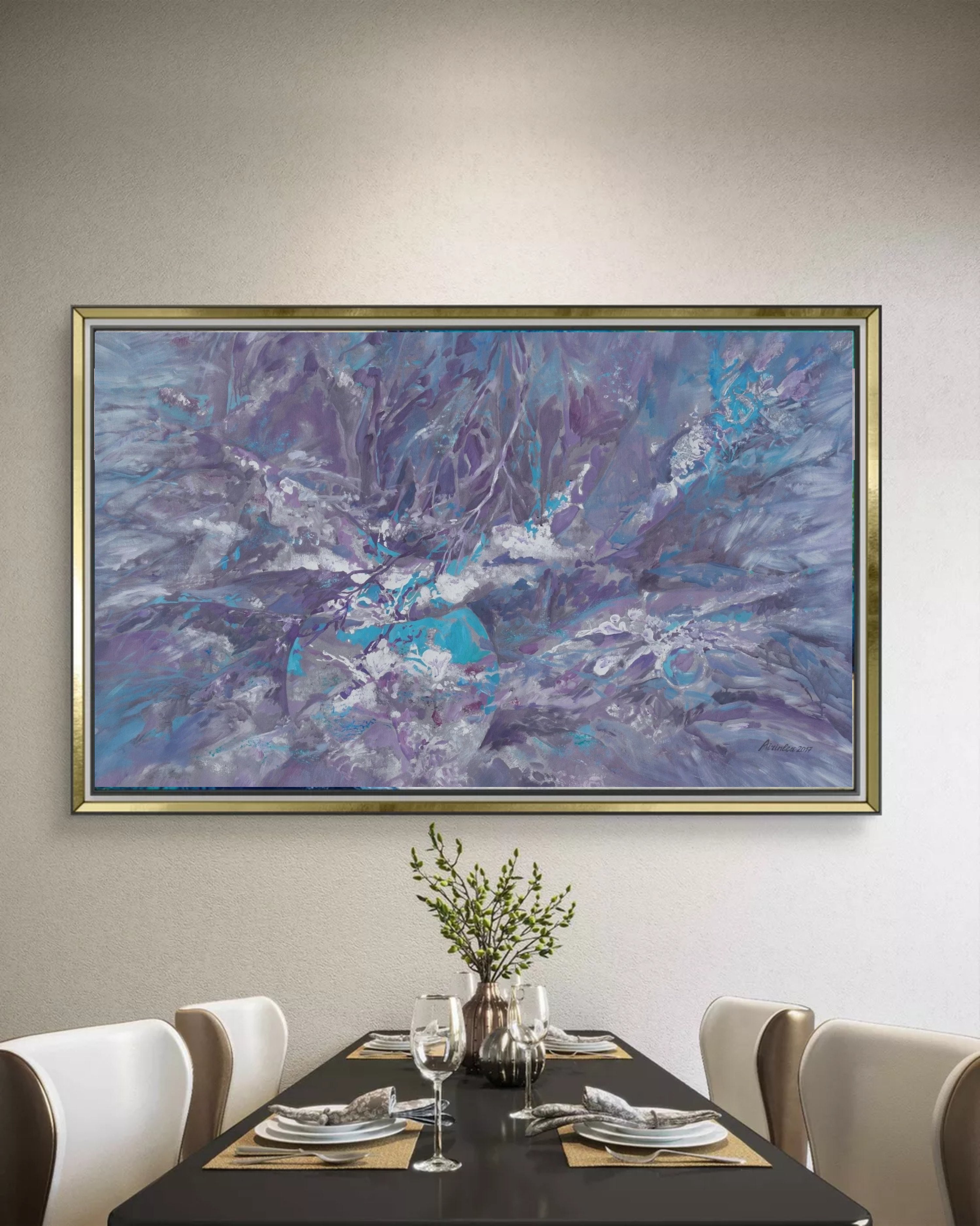 Abstract i007 is a large-scale grey blue painting
Original Acrylic Painting on unstretched canvas by artist Airinlea.