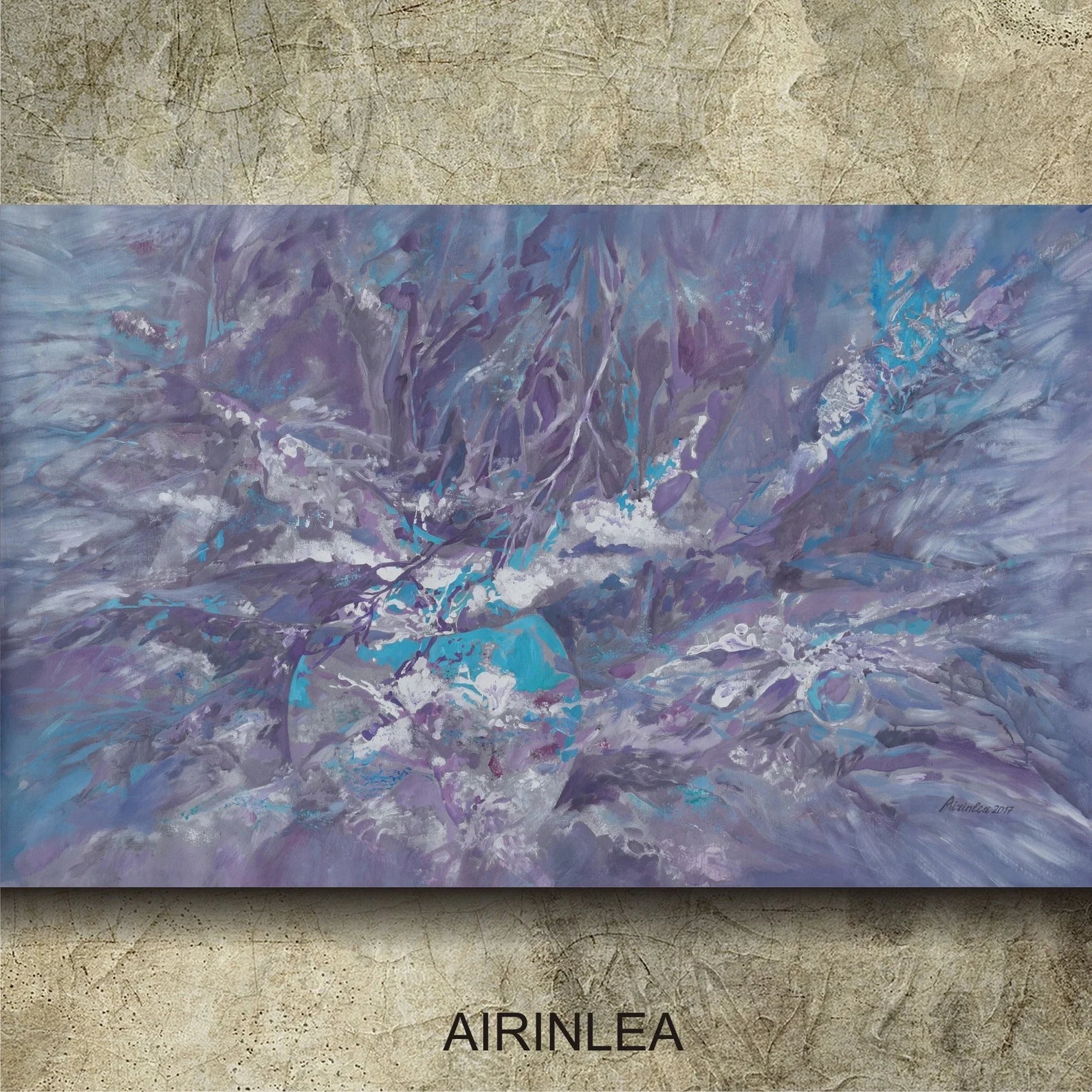 Abstract i007 is a large-scale grey blue painting
Original Acrylic Painting on unstretched canvas by artist Airinlea.