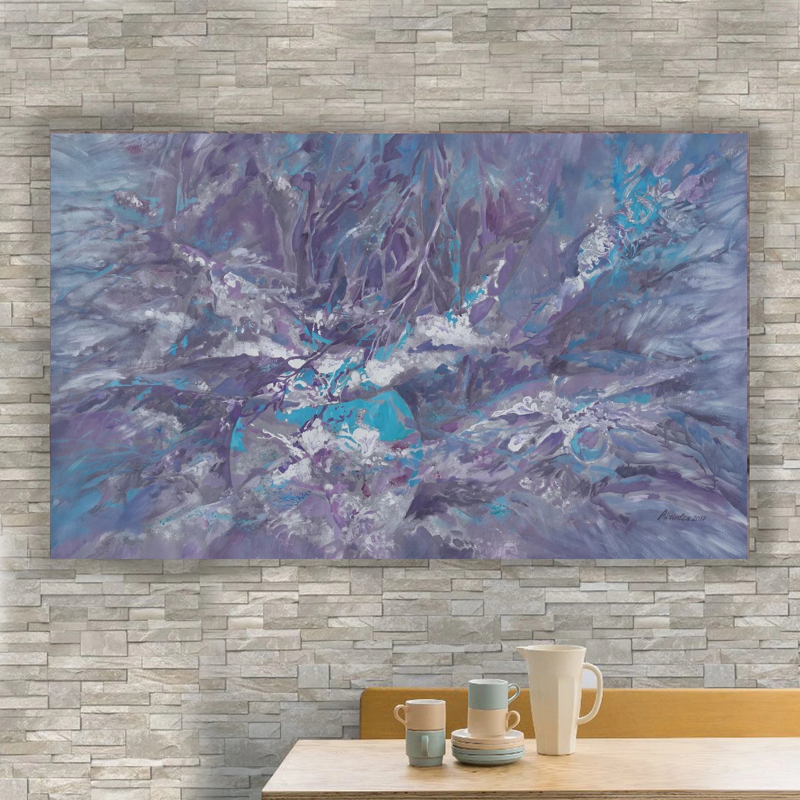 Abstract i007 is a large-scale grey blue painting
Original Acrylic Painting on unstretched canvas by artist Airinlea.
