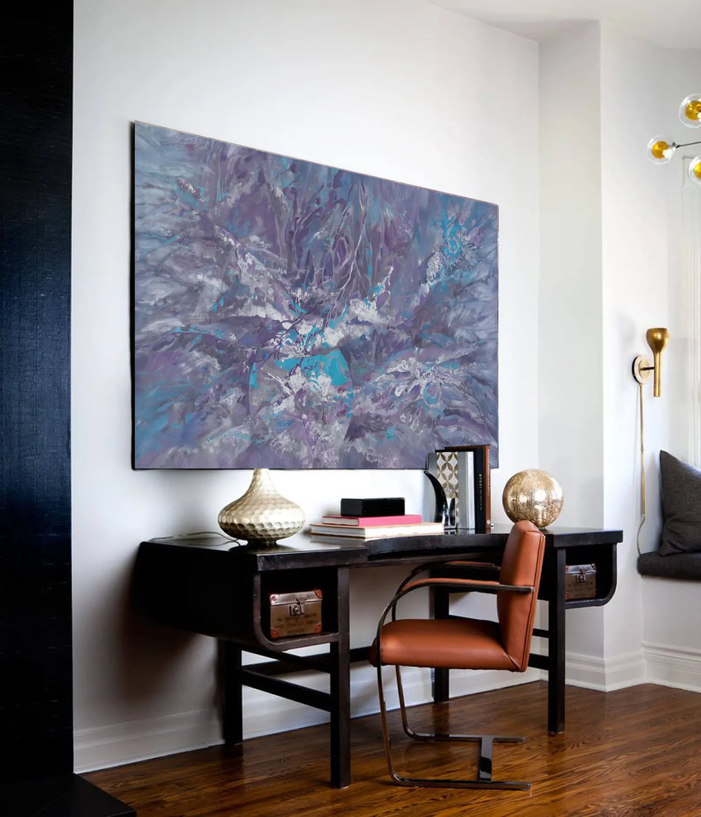 Abstract i007 is a large-scale grey blue painting
Original Acrylic Painting on unstretched canvas by artist Airinlea.