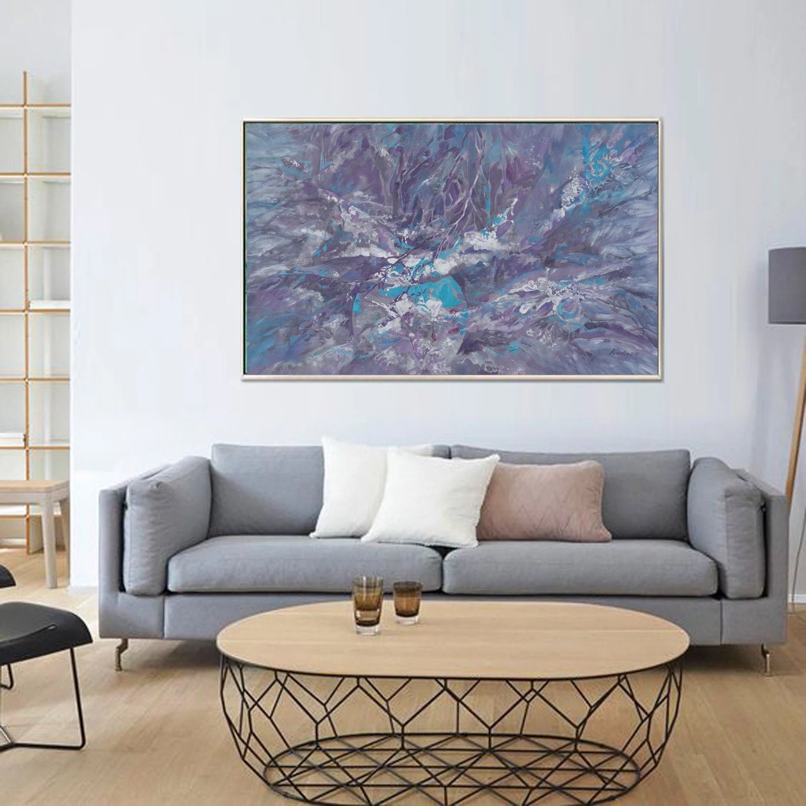 Abstract i007 is a large-scale grey blue painting
Original Acrylic Painting on unstretched canvas by artist Airinlea.