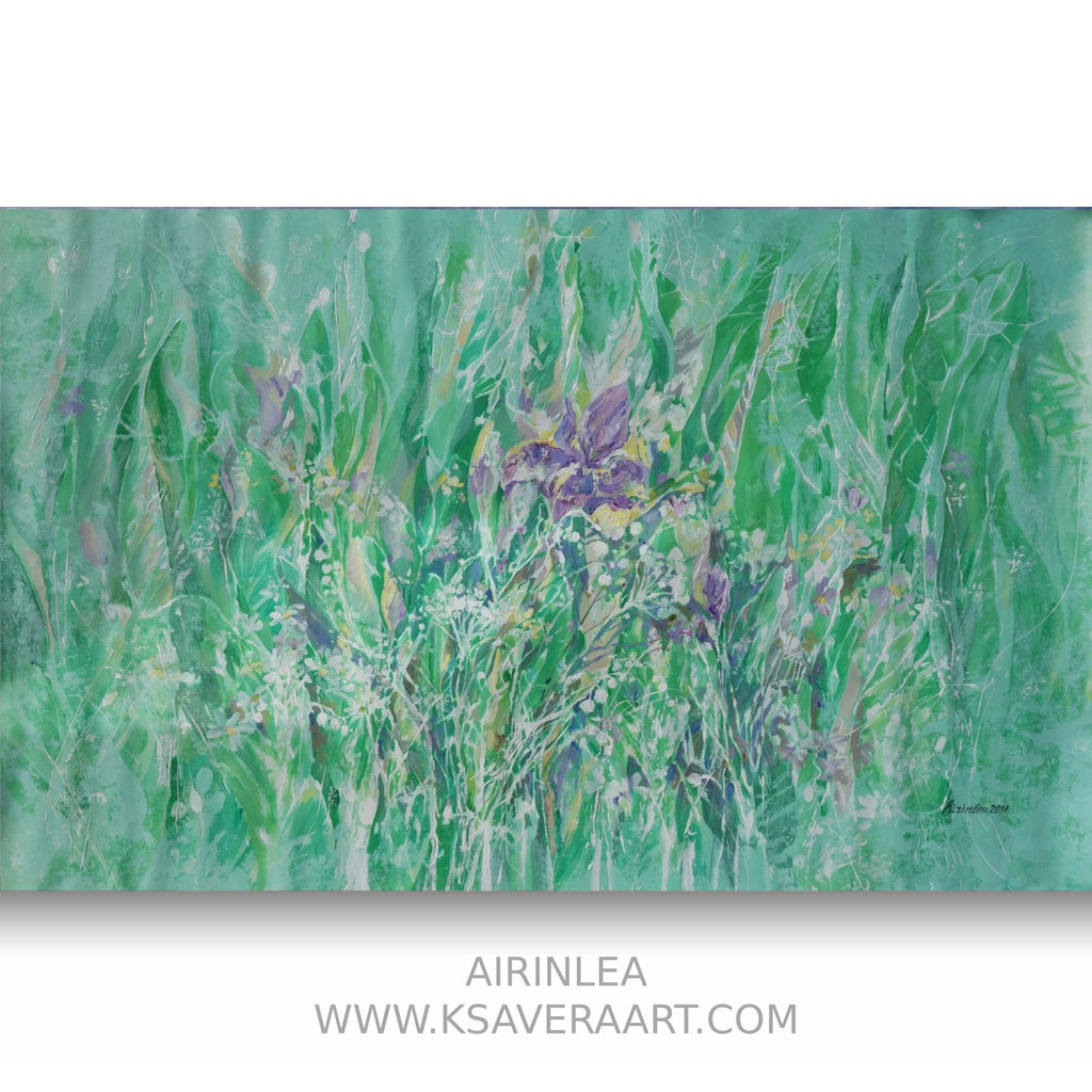 Abstract i008 is a large-scale floral green painting
Original Acrylic Painting on unstretched canvas by artist Airinlea.