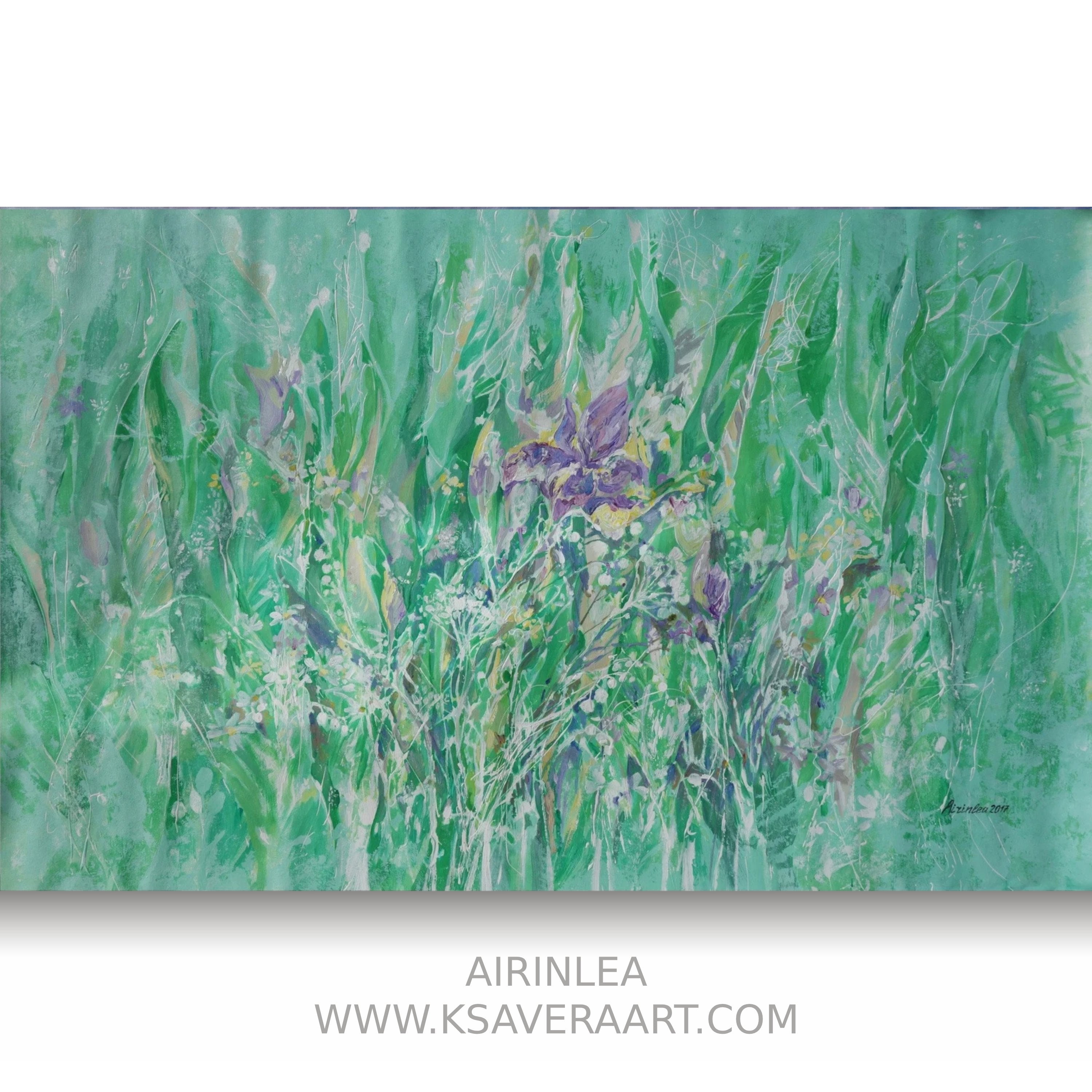 Abstract i008 is a large-scale floral green painting
Original Acrylic Painting on unstretched canvas by artist Airinlea.