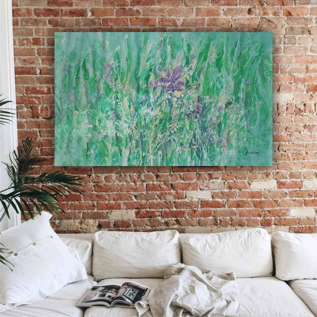 Abstract i008 is a large-scale floral green painting
Original Acrylic Painting on unstretched canvas by artist Airinlea.