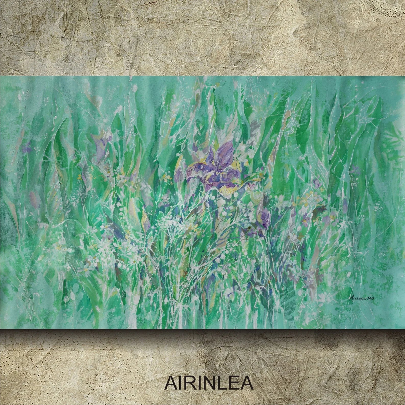 Abstract i008 is a large-scale floral green painting
Original Acrylic Painting on unstretched canvas by artist Airinlea.