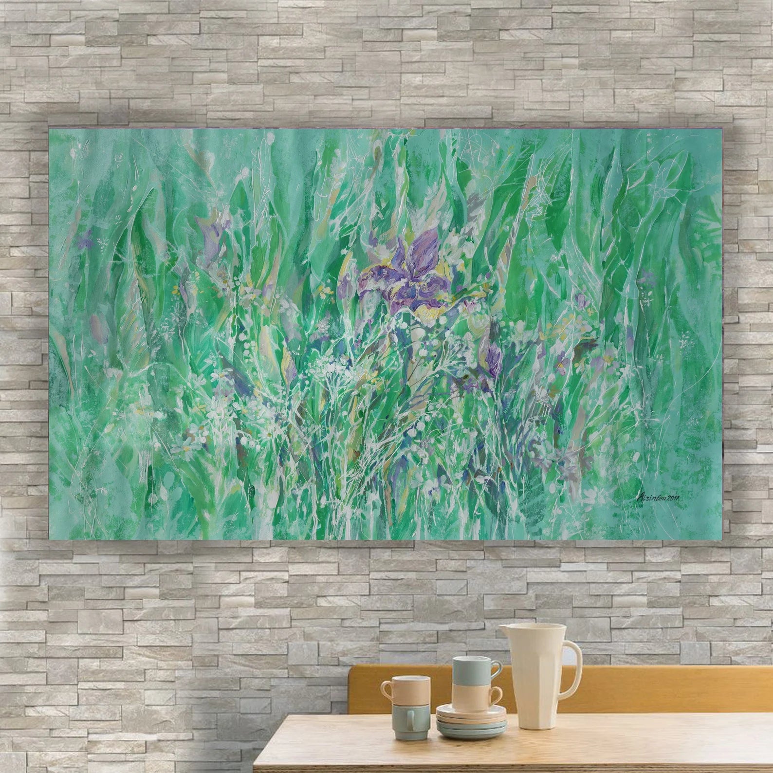 Abstract i008 is a large-scale floral green painting
Original Acrylic Painting on unstretched canvas by artist Airinlea.