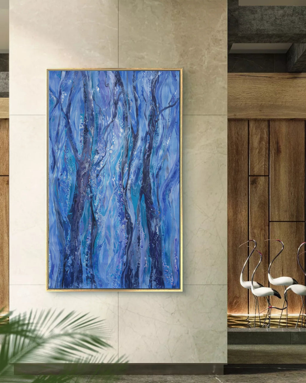 Abstract i010 is a large blue painting - Original Acrylic Painting on unstretched canvas by artist Airinlea